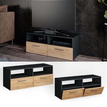 Vicco Lowboard Fernsehschrank Sideboard DIEGO Anthrazit / Goldkraft