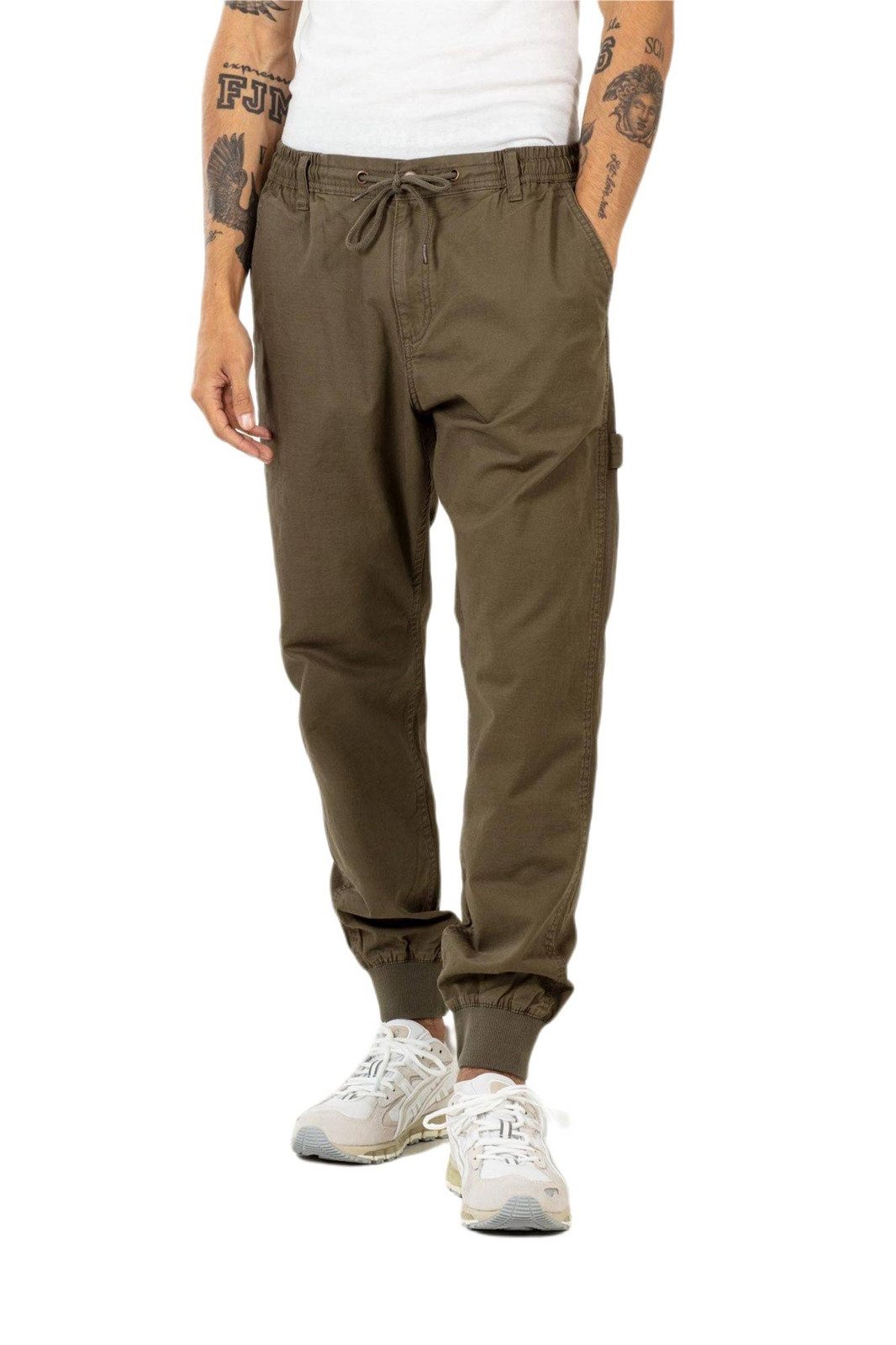 REELL Stoffhose Hose Reell Reflex Rib Worker LC Elastische Bündchen an den Hosenbeinen