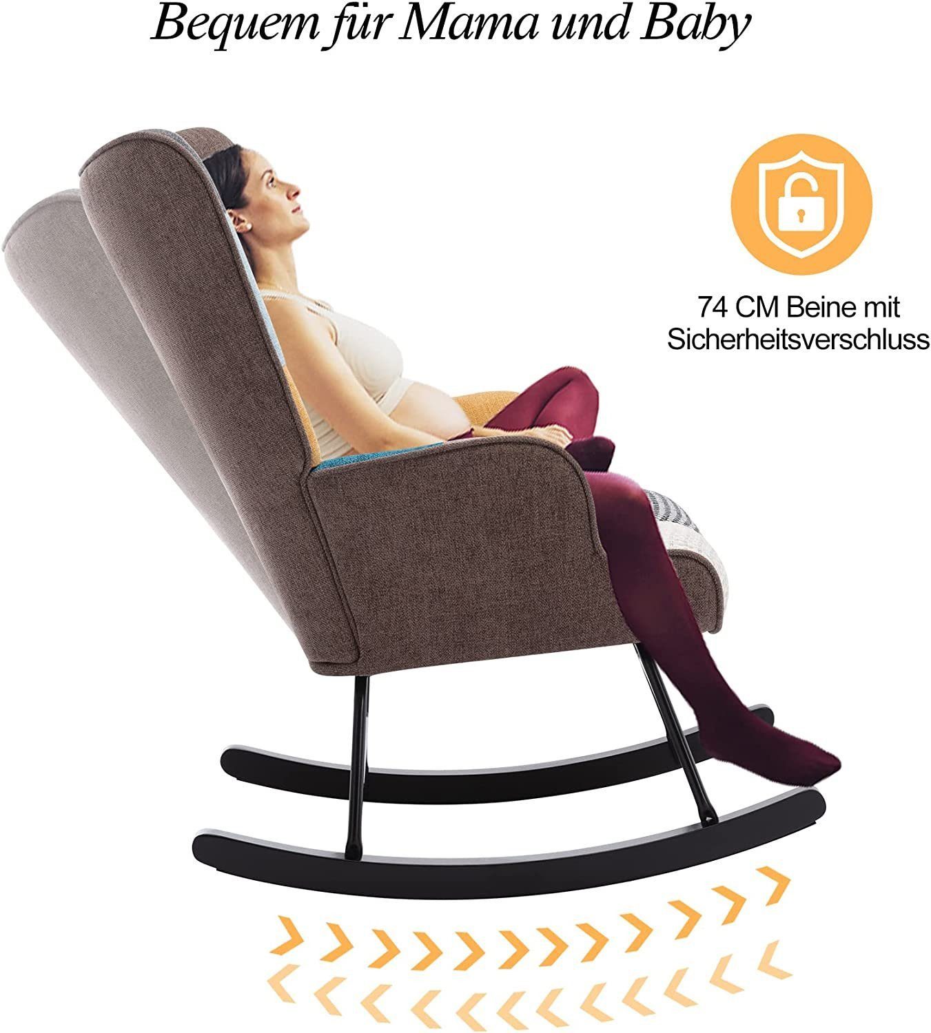 HomeMiYN Schaukelstuhl Schaukelstuhl Wohnzimmer Samt mit Metallgestell Holz günstig online kaufen