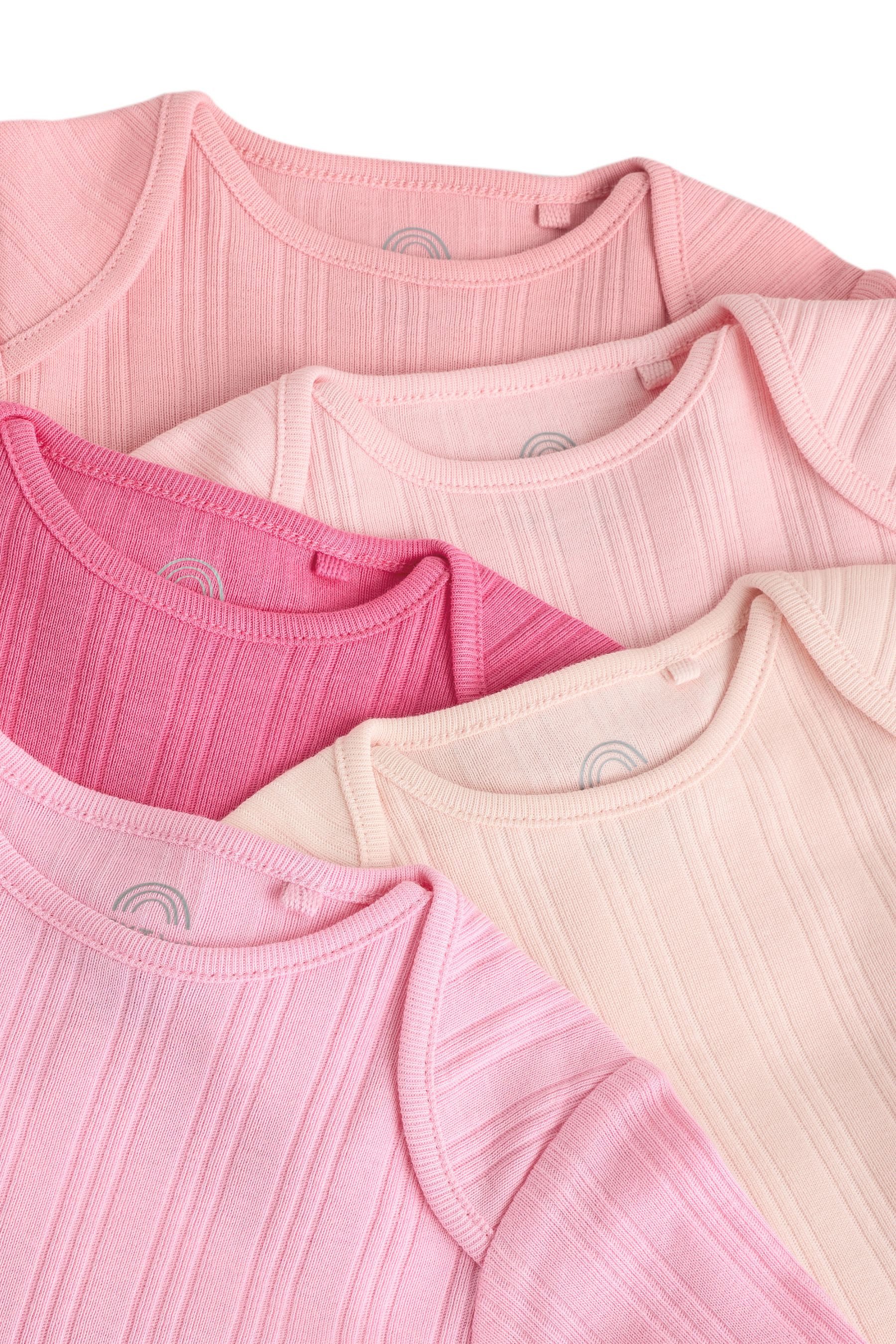 Next Langarmbody Gerippte Langarm-Babybodys 100 % Baumwolle, 5 Stk. (5-tlg)