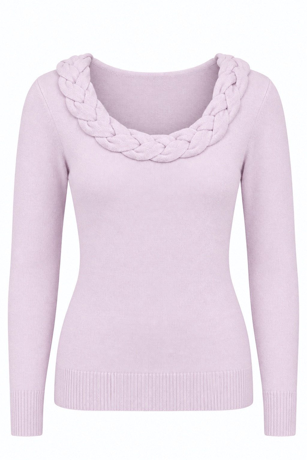Passioni Strickpullover mit 3/4-Ärmeln und Zopfdetail