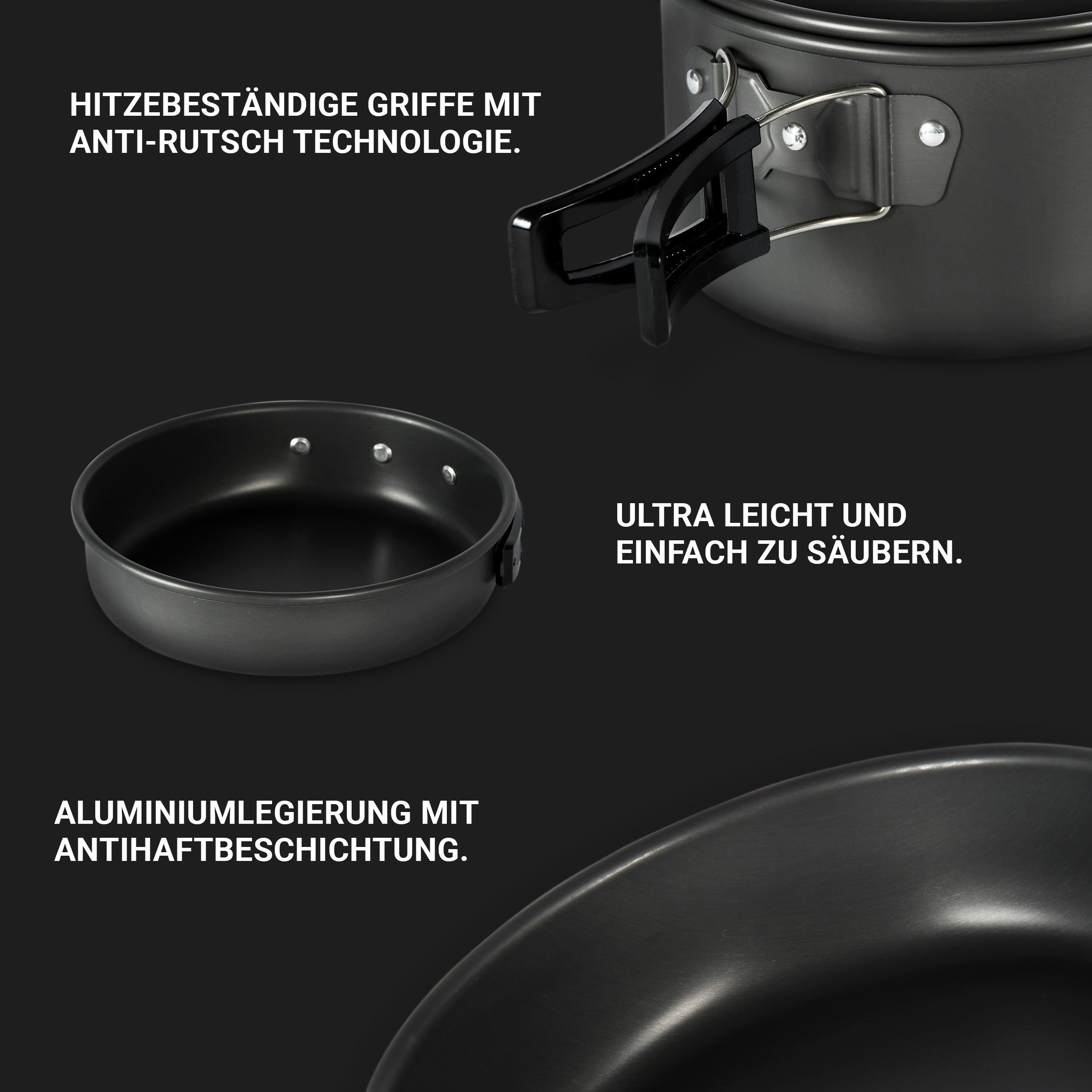 MSports® Gaskocher Camping Kochset 11-teilig Kochgeschirr Set Outdoor – Bild 5 von 5
