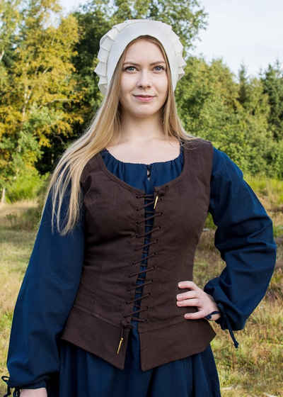 Battle Merchant Ritter-Kostüm Mittelalterliche Korsage / Miederweste Tilda, braun, Gr. S