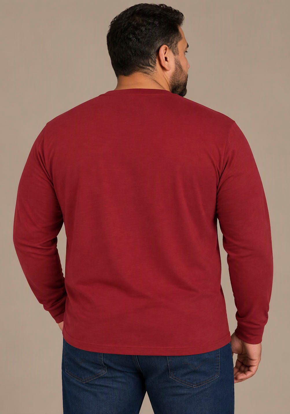 Man's World Plus Rundhalsshirt auch in Grosse Größen bis Gr. 7XL Regular Fit, Langarm, bedruckte Optik, für Casualmode – Bild 2 von 5