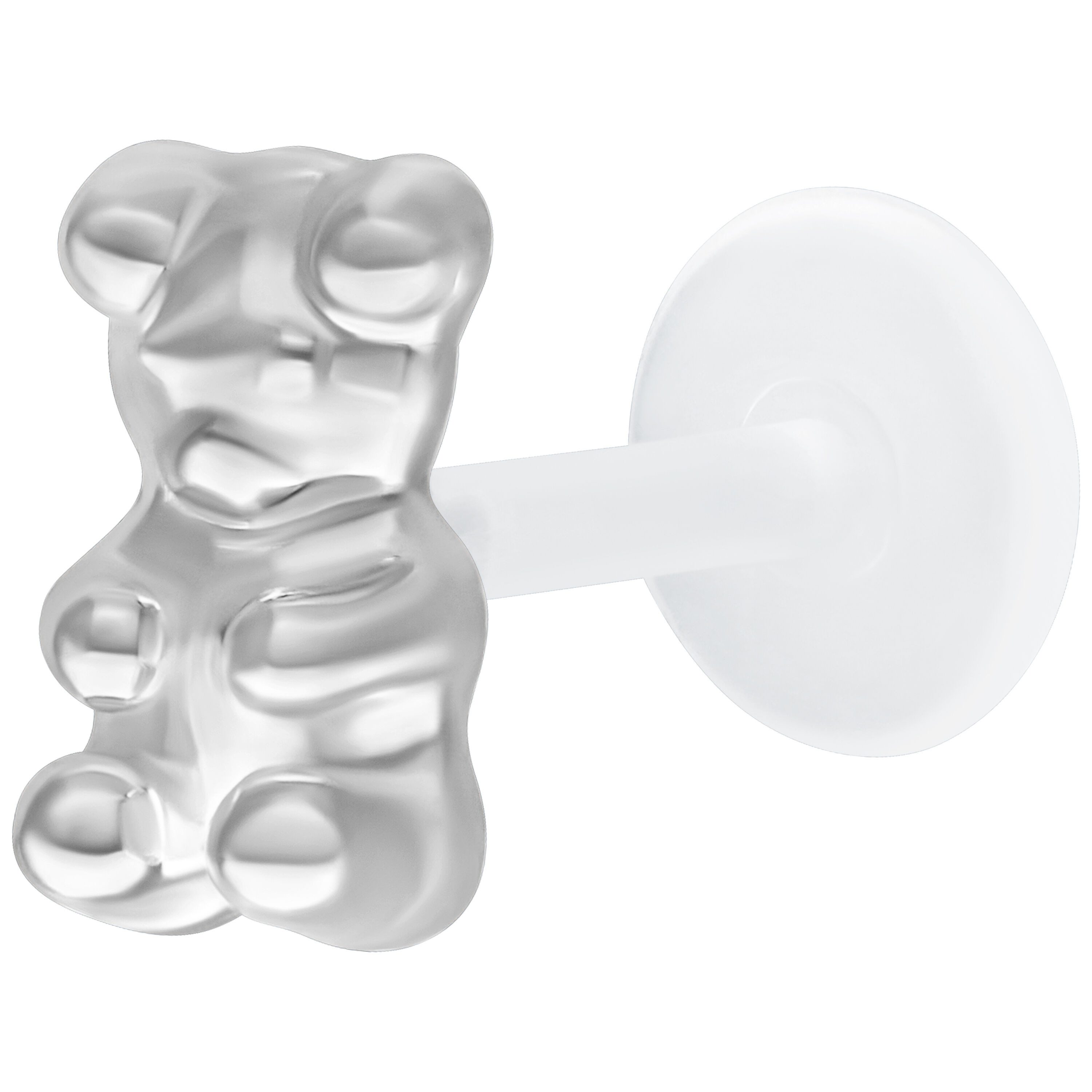 Wildcat Piercing-Set Gummi Bear Push Fit Labret für Ohr, 1 Stück, PTFE, Silber - wasserfest, hautverträglich, Silber