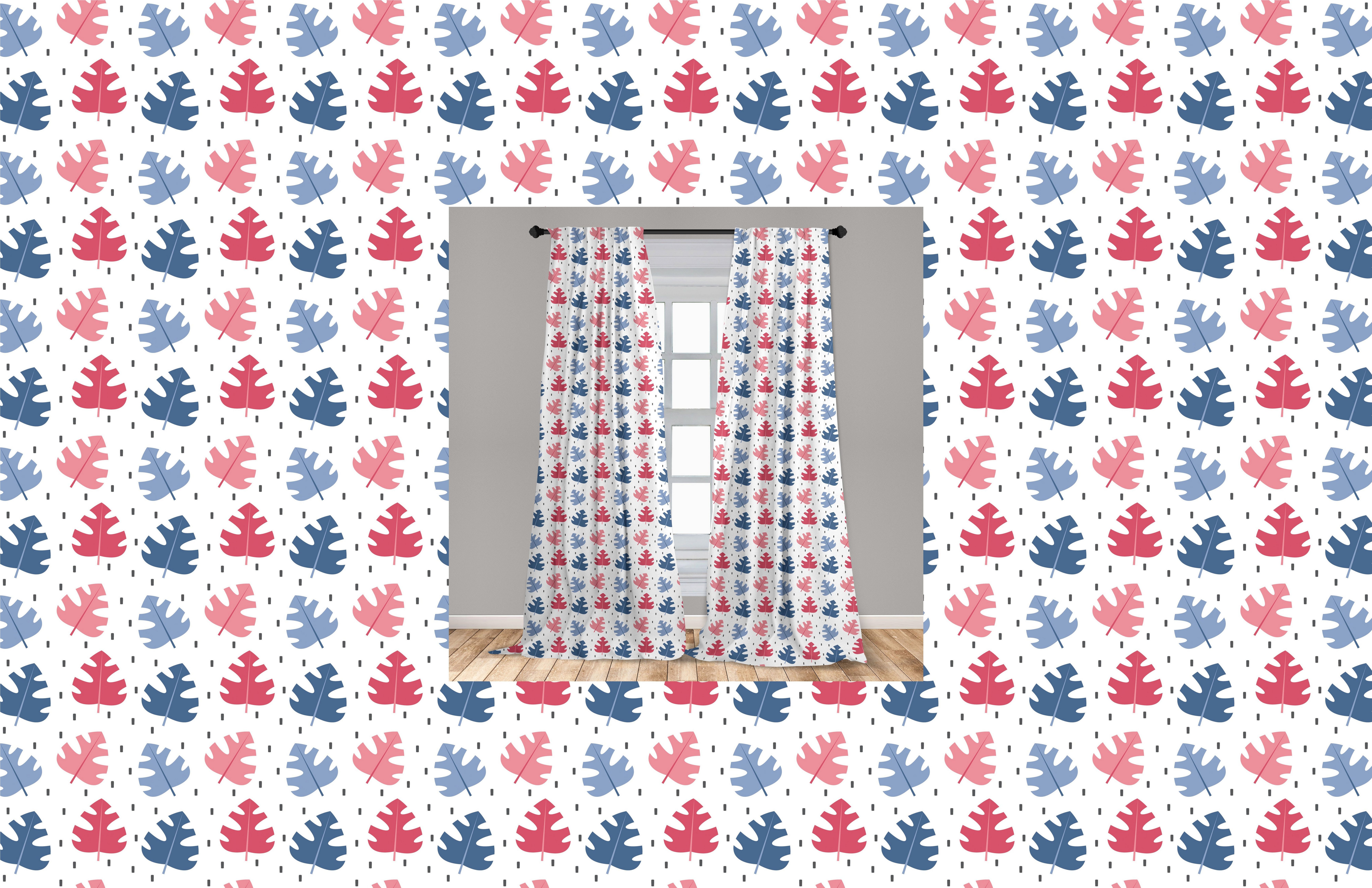 Gardine Vorhang für Grafik Dekor, Blätter Microfaser, Motive Herbstlaub Wohnzimmer Abakuhaus, Schlafzimmer