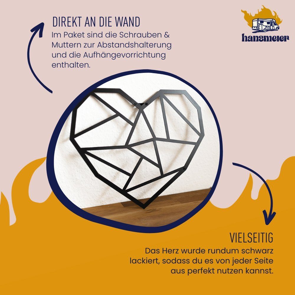 Hansmeier Wanddekoobjekt Wanddeko aus Metall, Wasserfest, Für Außen & Innen, Motiv Herz