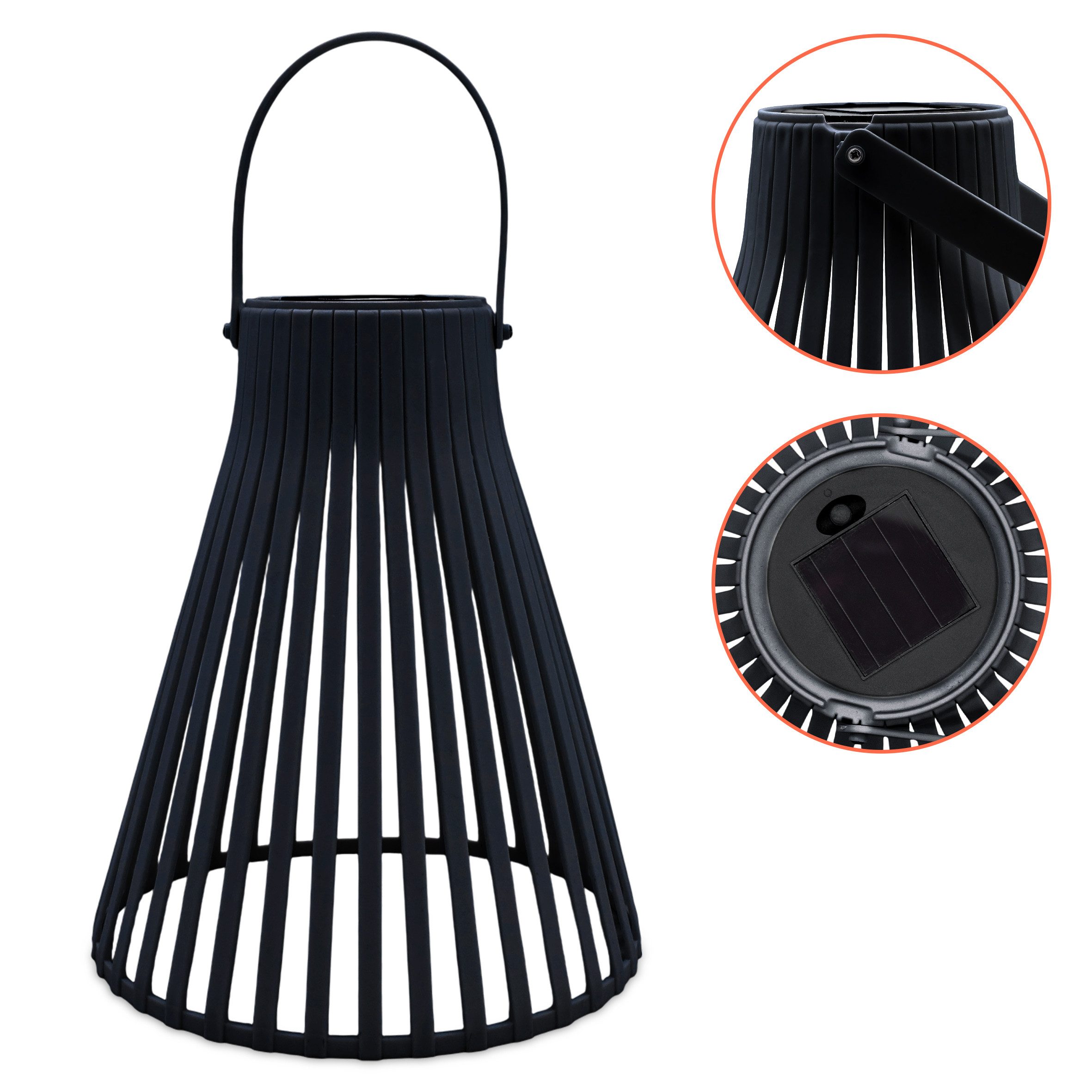 Spetebo LED Solarleuchte Solar LED Laterne Trichterform - 23 cm, moderne Garten Laterne, LED fest integriert, warm weiß, mit Henkel zum Aufhängen – Bild 4 von 5