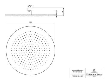 Villeroy & Boch Regenduschkopf Universal Showers, Regenbrause 350 mm, Rund - Matt Black