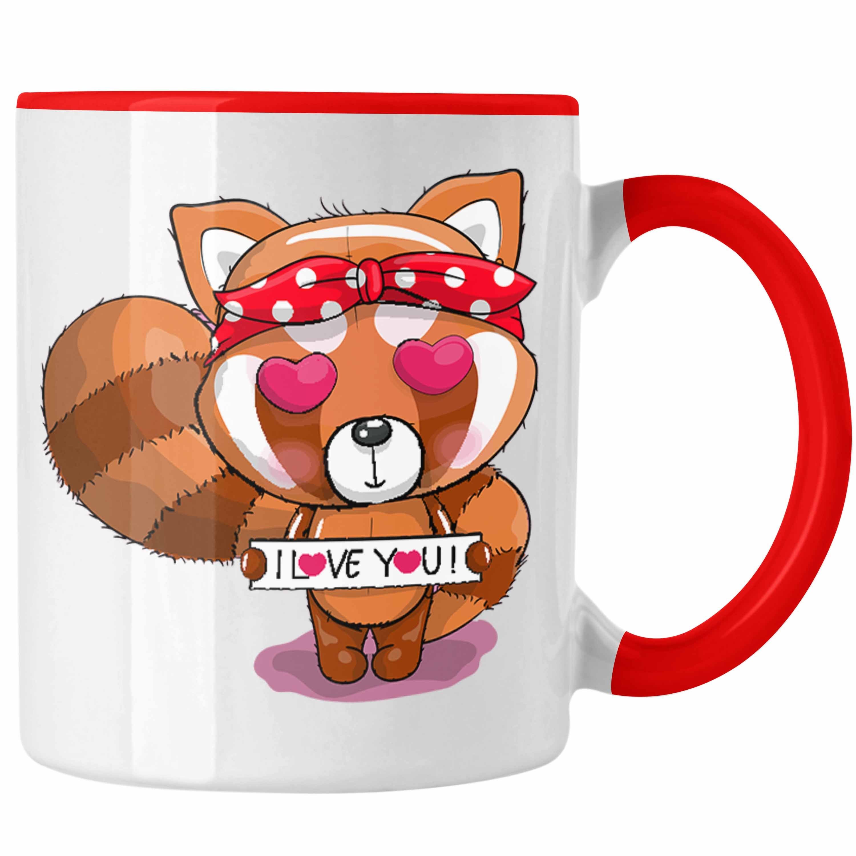 Trendation Tasse Trendation - Süßer Roter Panda Tasse Musik Kinder Geschenkidee für Jungs Mädchen Lustige Grafik I Love You