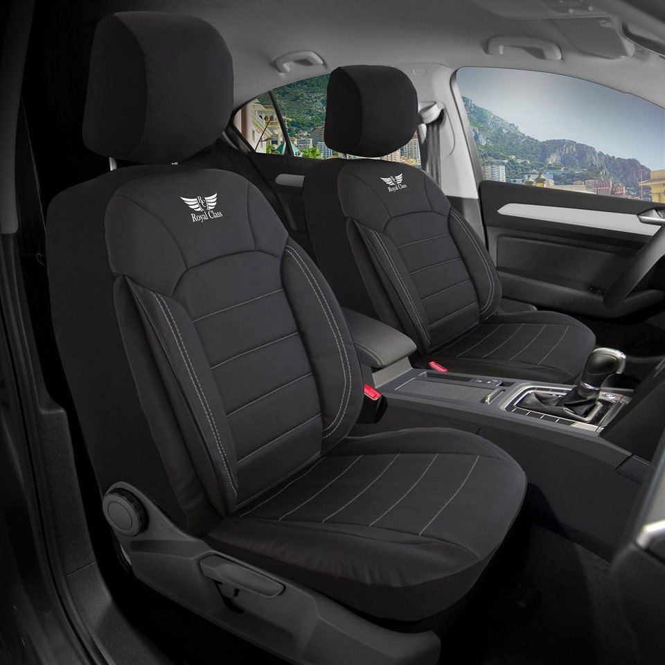 RoyalClass® Autositzbezug Sitzbezüge passend für für Audi A1  (Schwarz-Weiß), Set