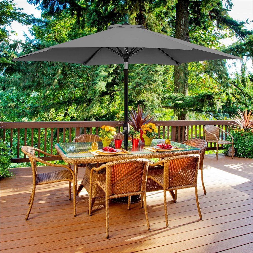 Yaheetech Sonnenschirm Φ 226/269/294 cm, Garten- und Marktschirm mit 6 Metallstreben für Balkon/Terrasse/Garten