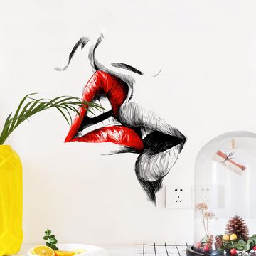 FIDDY Wandsticker Sexy personalisierter Wandaufkleber mit roten Lippen und Kuss (1 St)