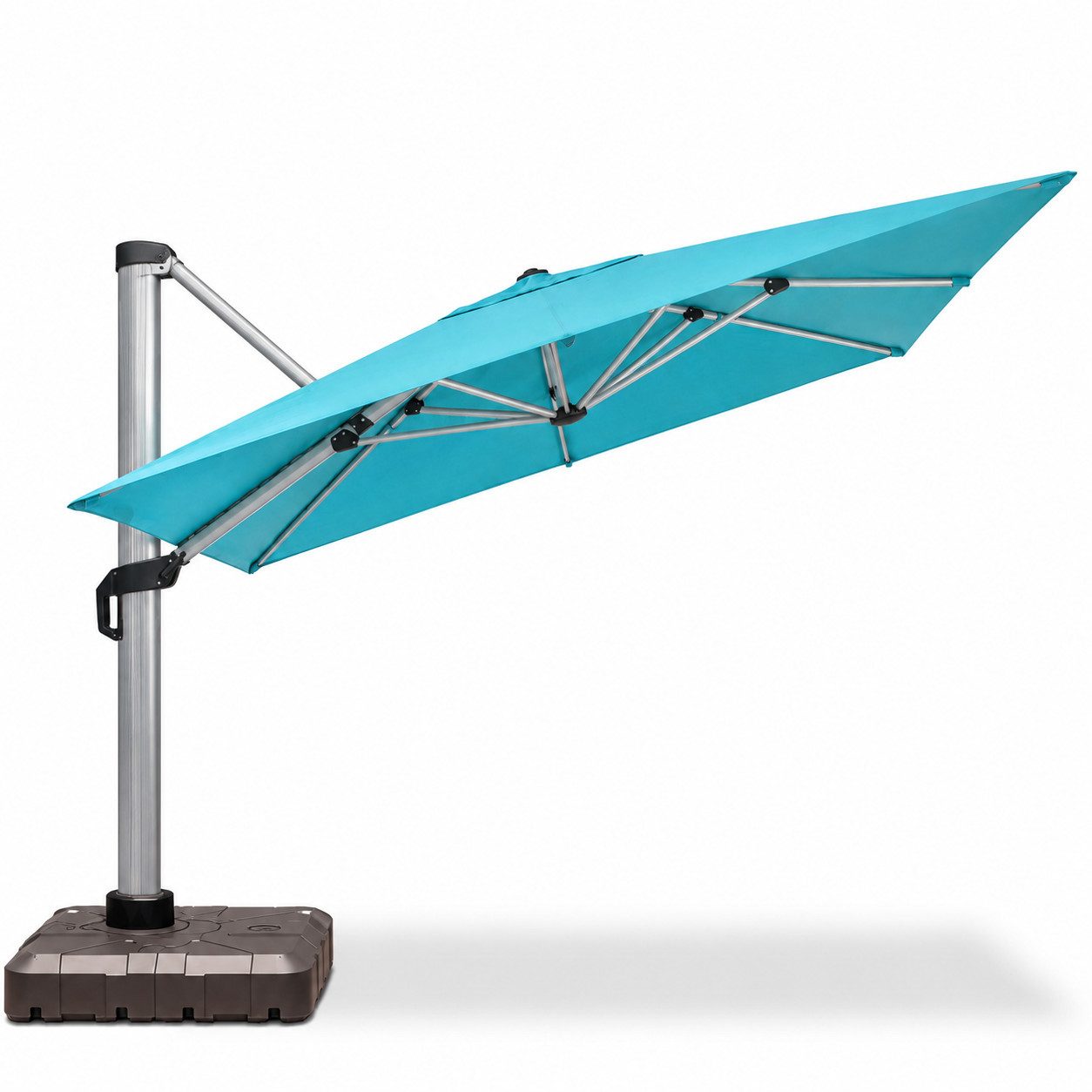 SUNTEK Sonnenschirm 11ft, 360° drehbar, windfest, mit Ständer, für Garten & Terrasse, Türkisblau