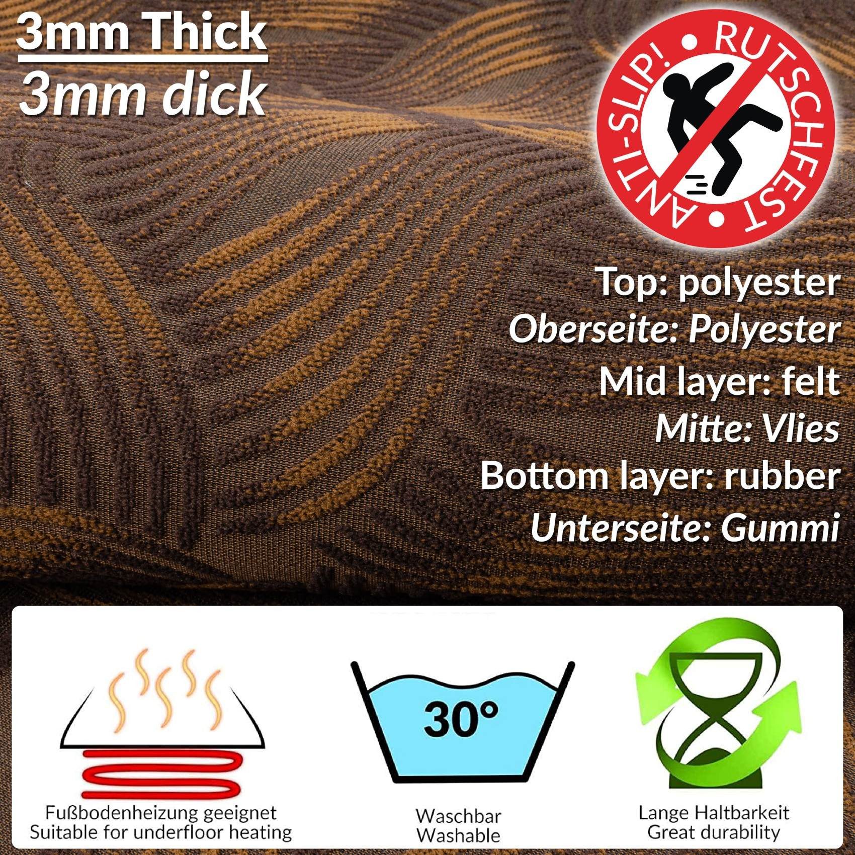 ANRO Küchenläufer Flurläufer JULIANNA Premium Teppichläufer Textil, Eckig, günstig online kaufen