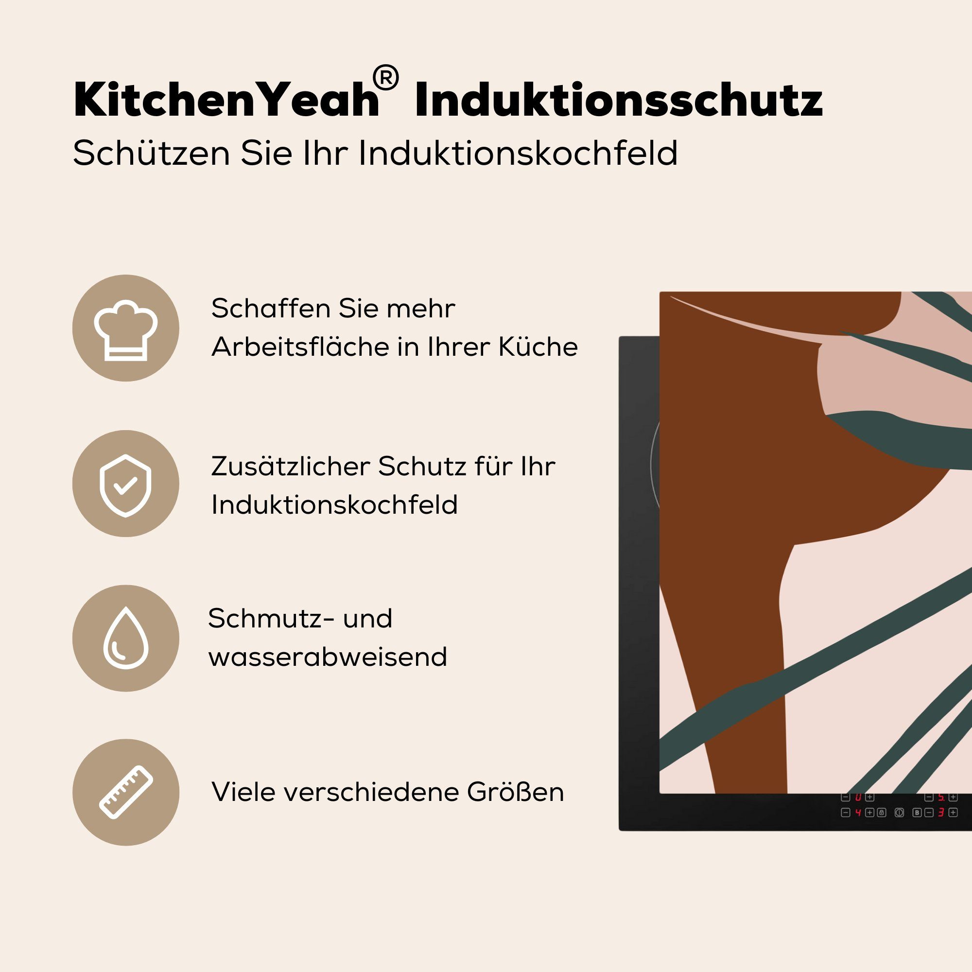 Induktionskochfeld - MuchoWow 81x52 küche, cm, Tropisch Abstrakt, Ceranfeldabdeckung Vinyl, - Schutz Pflanze (1 tlg), die Herdblende-/Abdeckplatte für