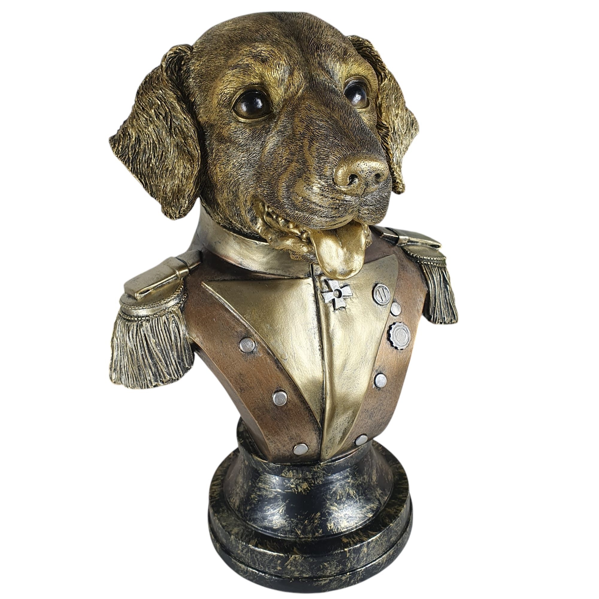 Aspinaworld Gartenfigur General Büste Hundefigur 34 cm, Figur für den Garten