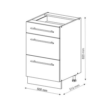 Vicco Unterschrank Schubunterschrank 50 cm FAME-LINE Weiß Landhaus