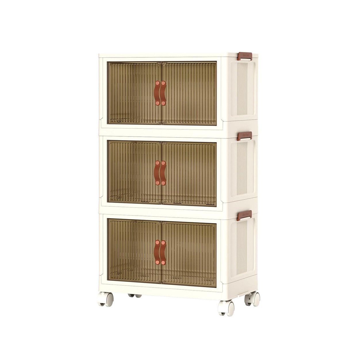 MULISOFT Organizer Stapelbare Aufbewahrungsbox Kunststoff mit Deckel Rädern 130/170/210L (3 St., Transparent Klappbox Ordnungsboxen Bewegliche Behälter), für Büro, Kinderzimmer, Küche, Wohnzimmer,Kleiderschrank,Umziehen