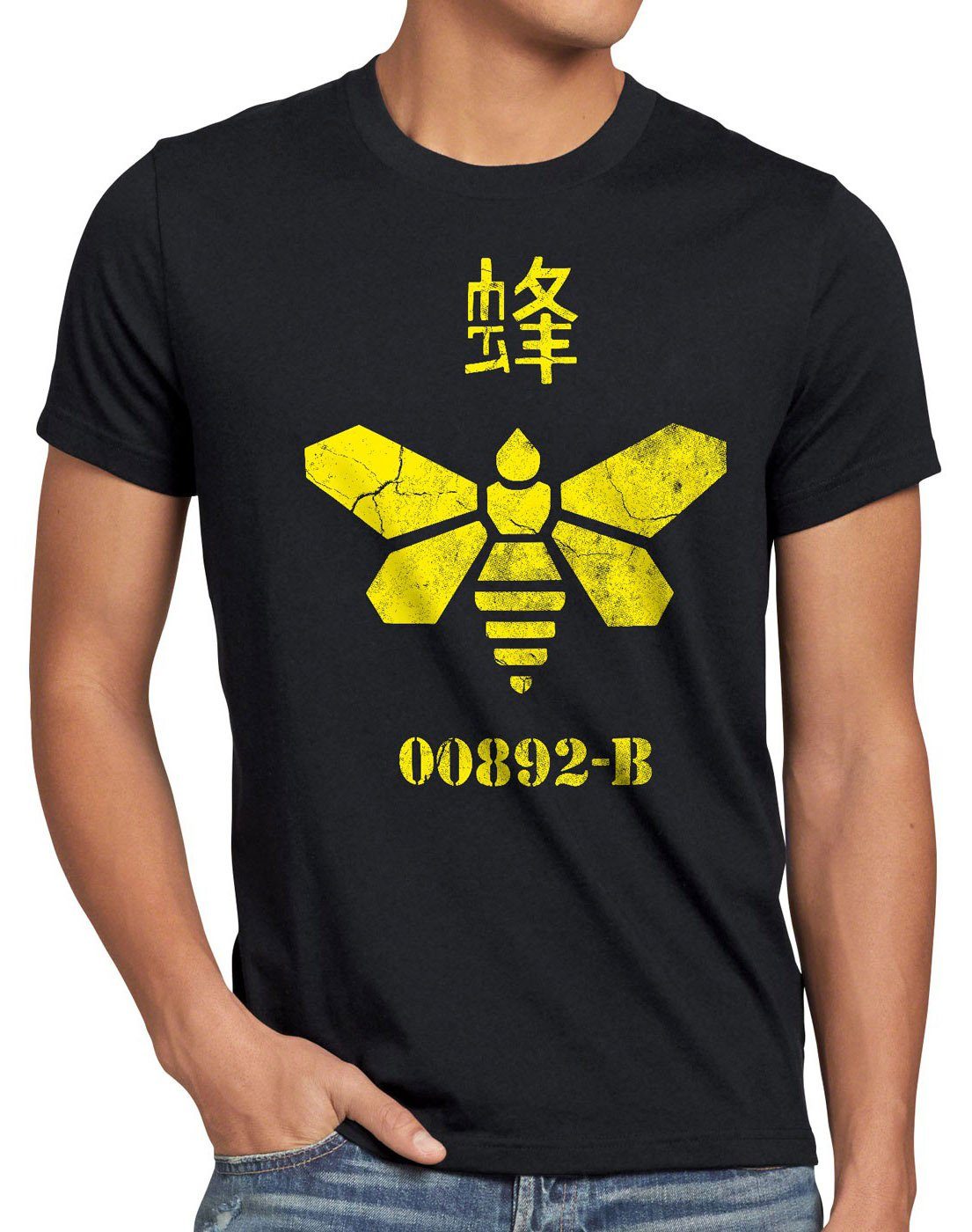style3 Herren schwarz chemie biene Moth T-Shirt bad breaking Print-Shirt walter Golden heisenberg Chemical