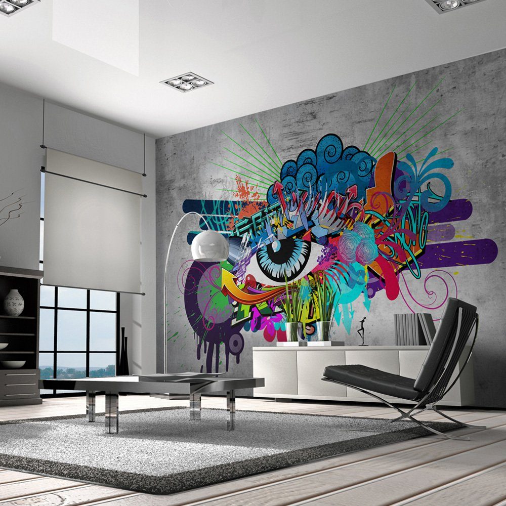 KUNSTLOFT Vliestapete Graffiti eye 1x0.7 m, halb-matt, lichtbeständige Design Tapete