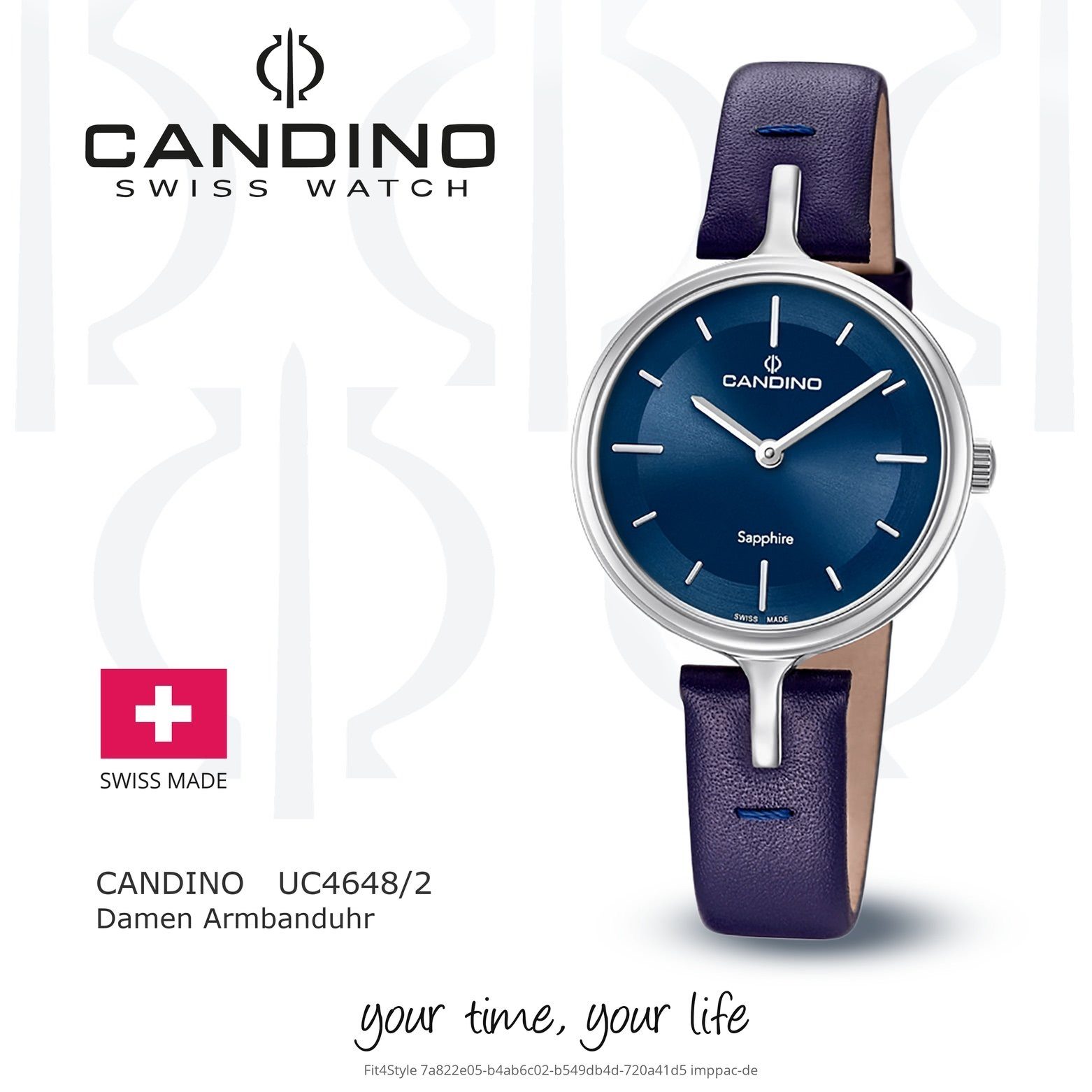 Candino rund, Quarzuhr Damen Damen Armbanduhr Lederarmband Candino Quarzuhr blau, C4648/2, Fashion Analog