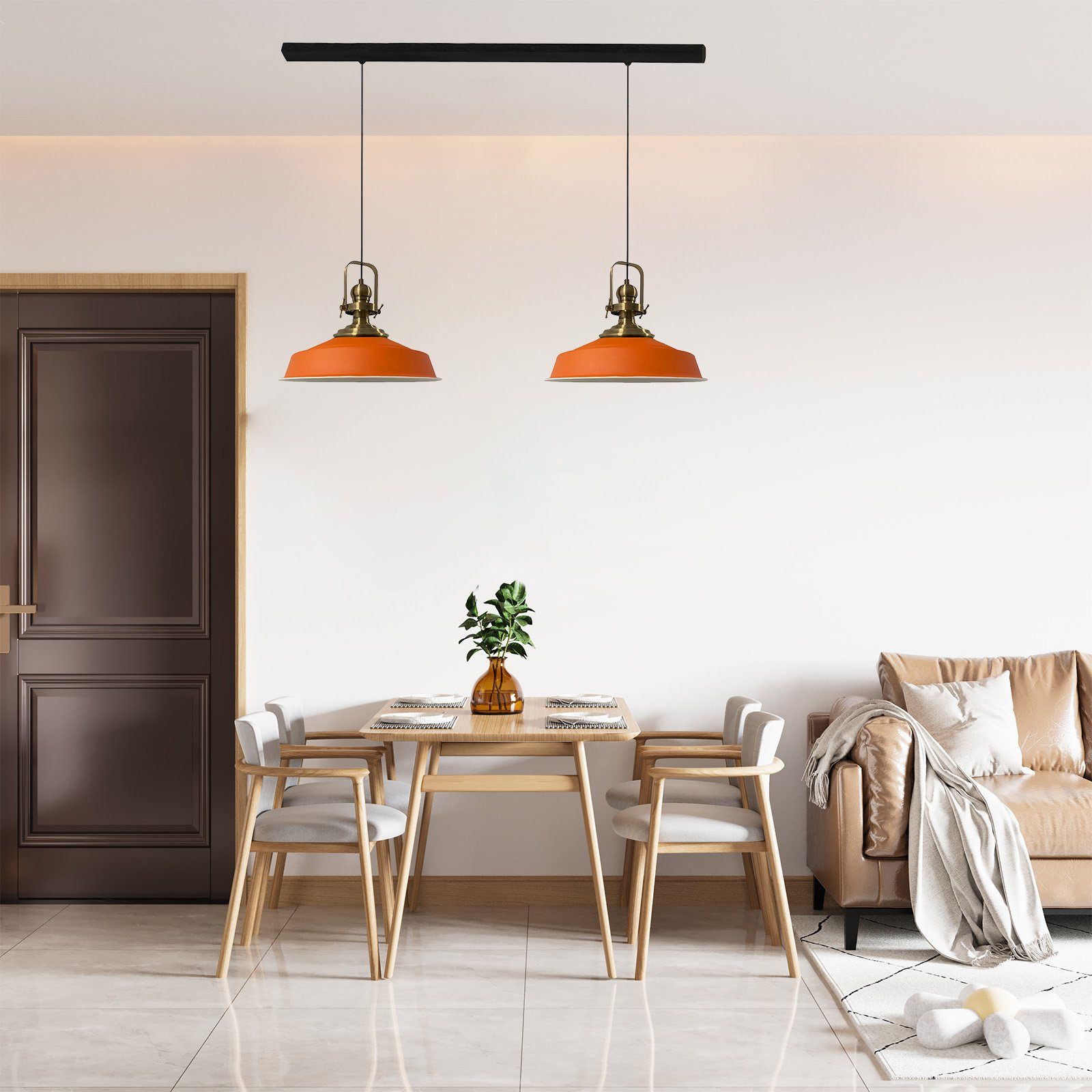 Bamyum Pendelleuchte Asletl Hängelampe aus Metall 2 Flammige, E27, Vintage Lampe, ohne Leuchtmittel