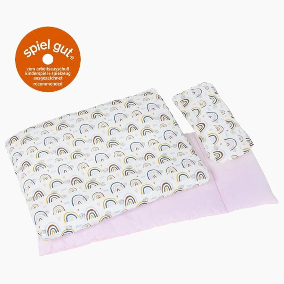 goki Puppen Bettwäsche Puppenbettzeug Regenbogen, (packung, 3-tlg., set), für Puppen zwischen 55 cm und 70 cm.