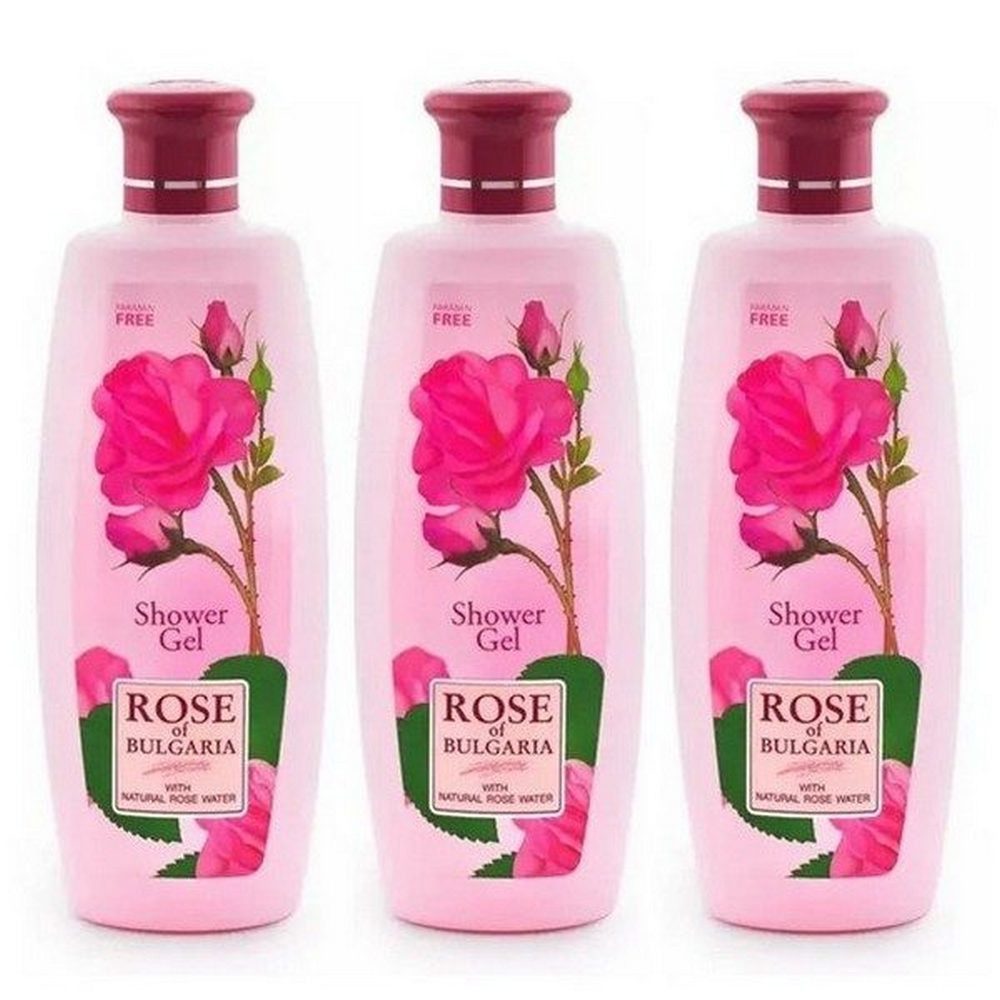 Biofresh Cosmetics Duschgel Rose of Bulgaria Shower Gel 3 x 330 ml, mit natürlichem Rosenwasser und Rosenöl