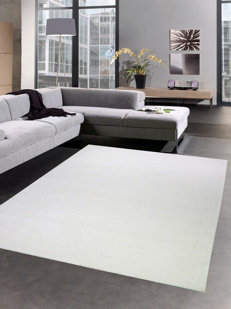 Wohnzimmerteppich creme, einfarbig Moderner Höhe: rechteckig, 17 uni Teppich mm Carpetia, Teppich