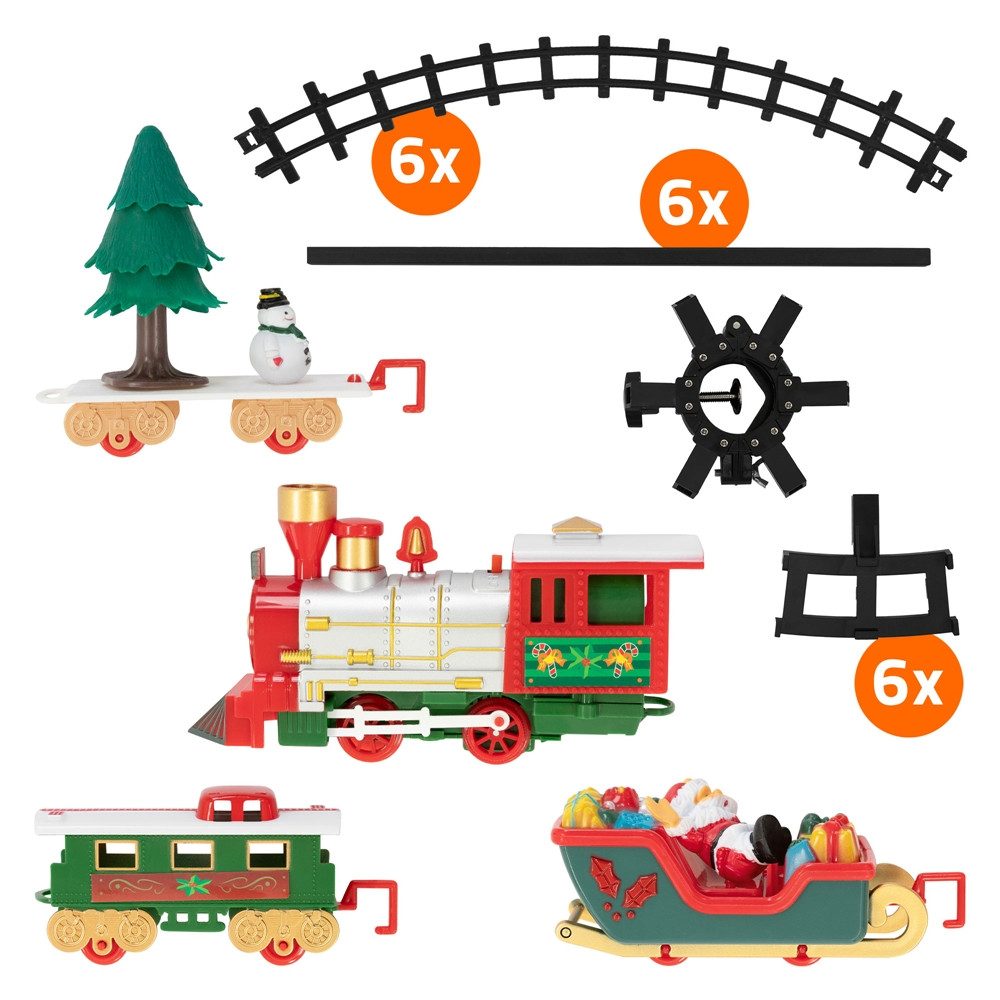 ECD Germany Weihnachtsfigur Weihnachtszug, Eisenbahn Kinder Elektrisch, Weihnachtsdeko, Ø87,5, Modelleisenbahn mit Licht & Sound, Zug-Deko um den Weihnachtsbaum
