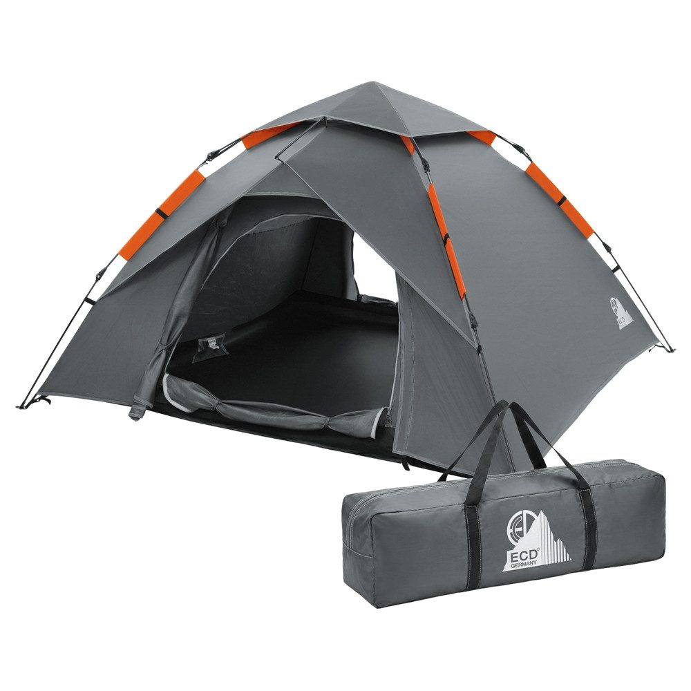 ECD Germany Kuppelzelt Pop-Up Zelt für 3-4 Personen Campingzelt Outdoor 2 Türen Familienzelt, Personen: 4, Wurfzelt leicht doppelwandig wasserdicht & winddicht mit Tragetasche