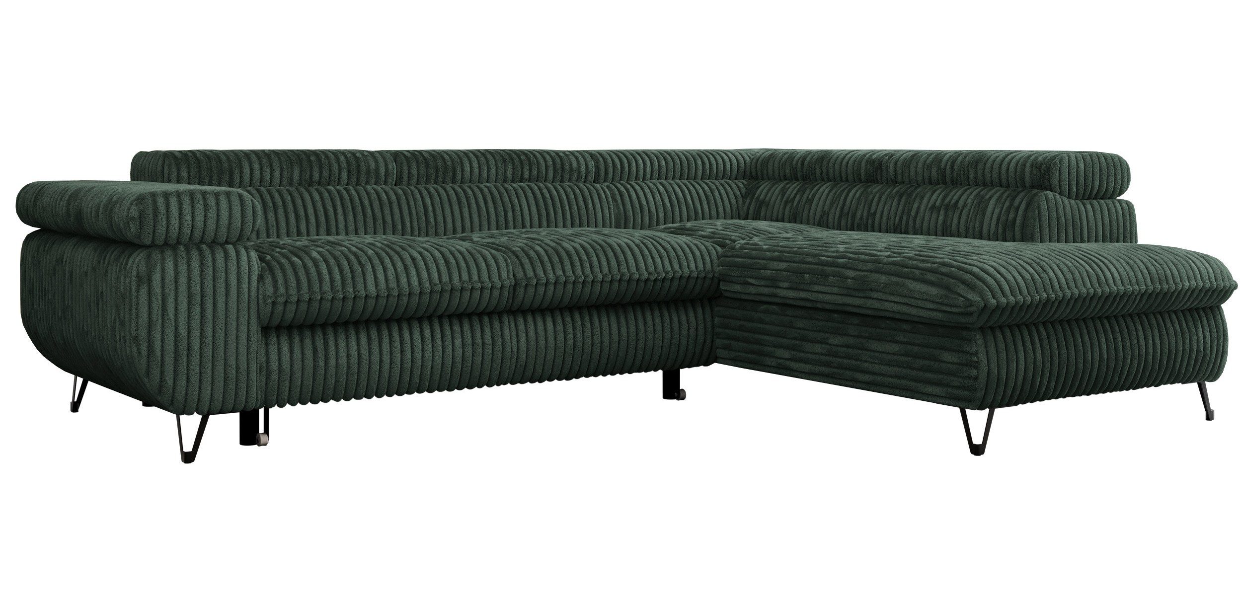 MKS MÖBEL Ecksofa PETER L, Set, Ecksofa L-form, HR35-Schaum, Wellenfederkern, Bettfunktion, Einstellbare Kopfstützen, Bettkasten