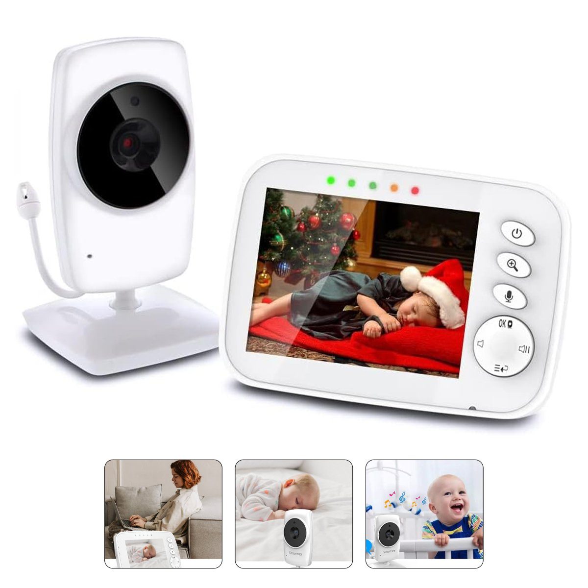 Welikera Babyphone Baby Monitor mit Kamera Video, 2,4 GHz Gegensprechfunktion, Nachtsicht | Babyphones