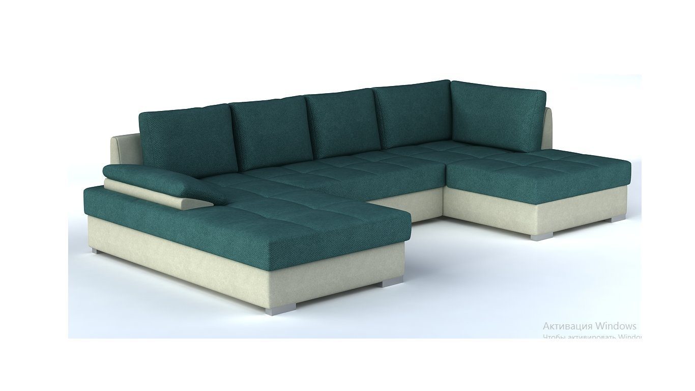JVmoebel Ecksofa Luxus U-Form Wohnlandschaft Große Couch Polster Bettfunktion, Made in Europe Grün/Beige
