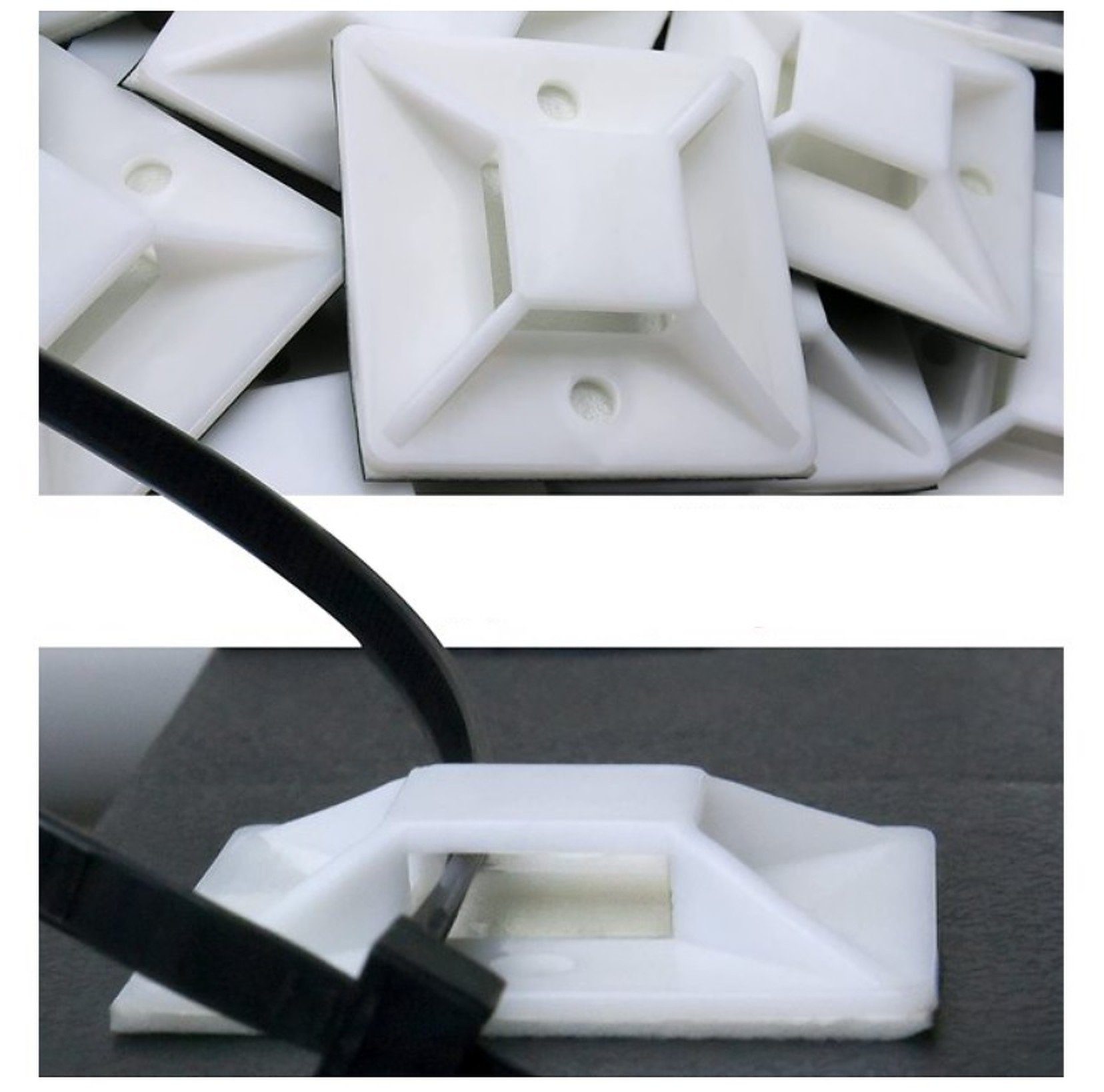 Kabelbinder mm für 18 Stück Farbe: x 50er 50 Isolierband BAYLI - Klebesockel - 18 weiß