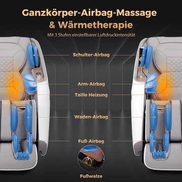 COSTWAY Massagesessel, 12 Automatik-Modi & Fernbedienung, Heizung, Luftdruck