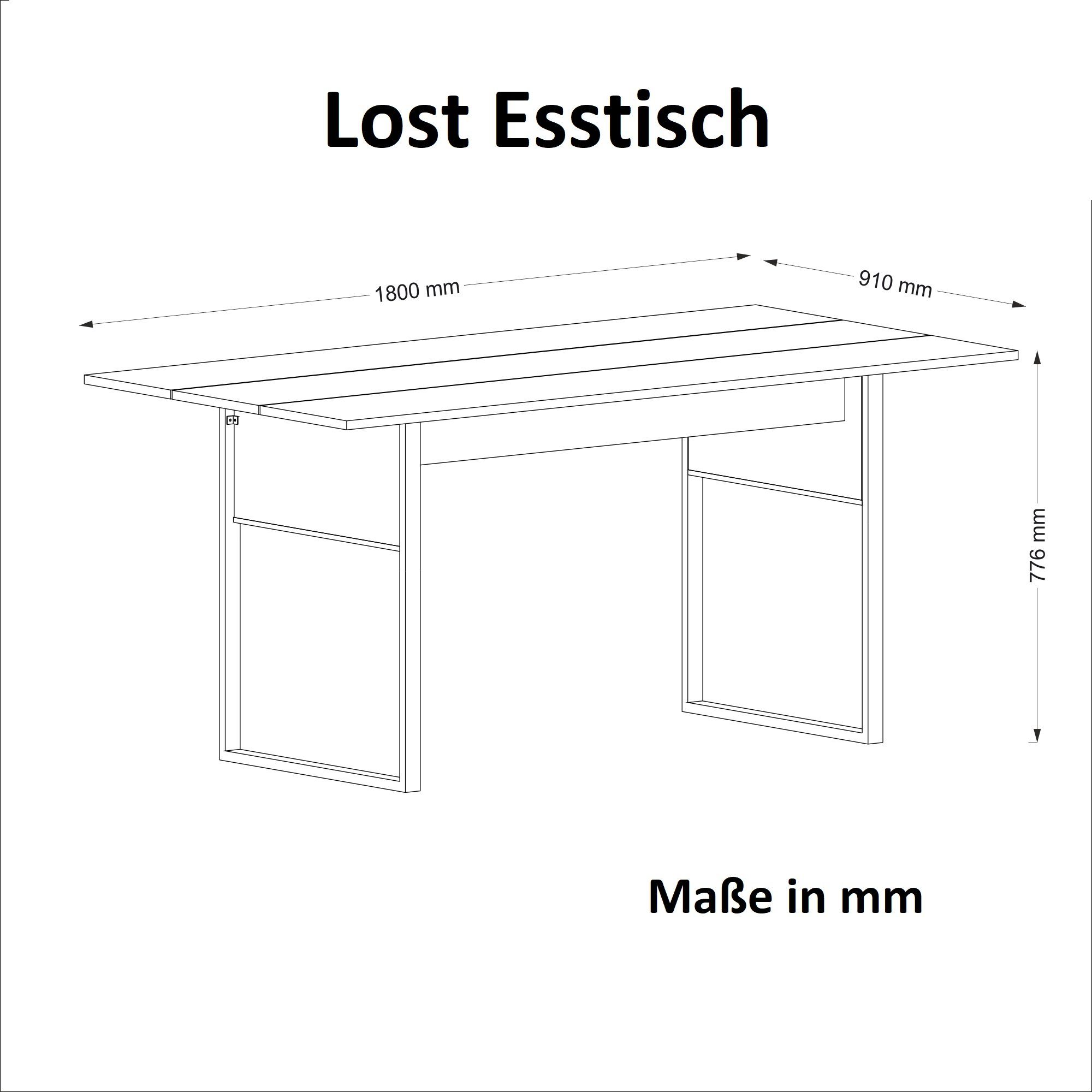 Lost moebel17 Esstisch Kulissen-Esstisch Metallfüße Walnuss mit