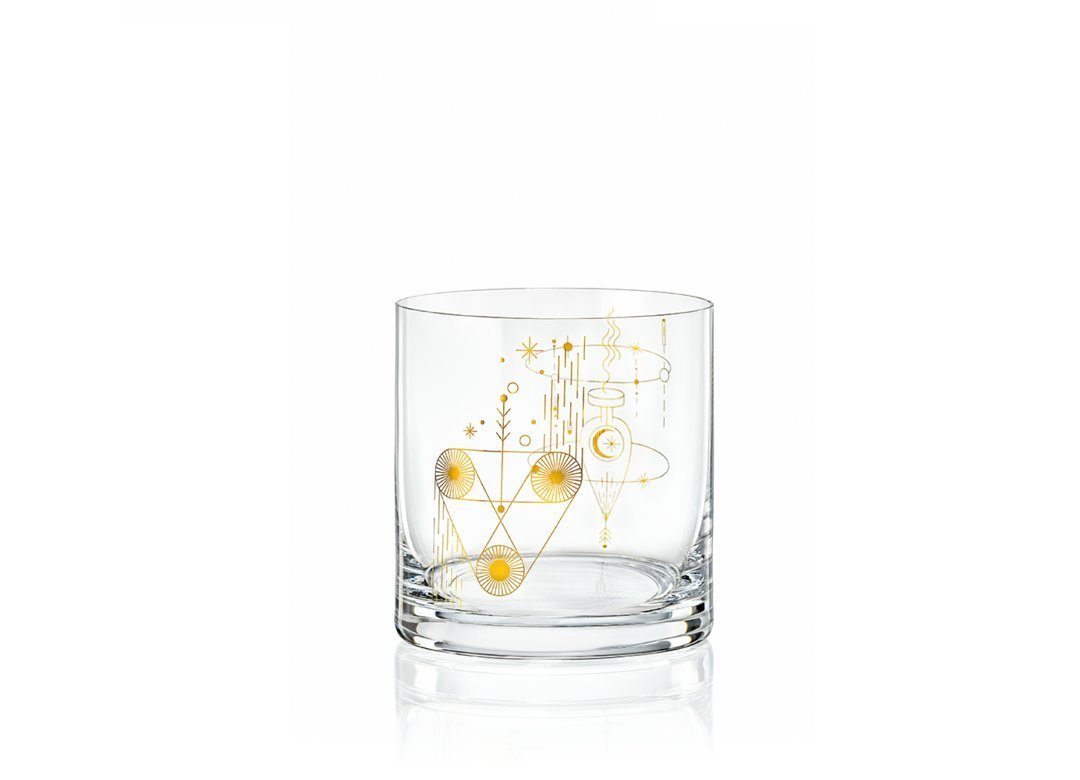 Crystalex Whiskyglas Alchemist Wassergläser Whiskygläser Kristallglas 410 ml 2er Set, 2-tlg., Kristallglas, Kristallglas, zwei verschiedene gold Motive