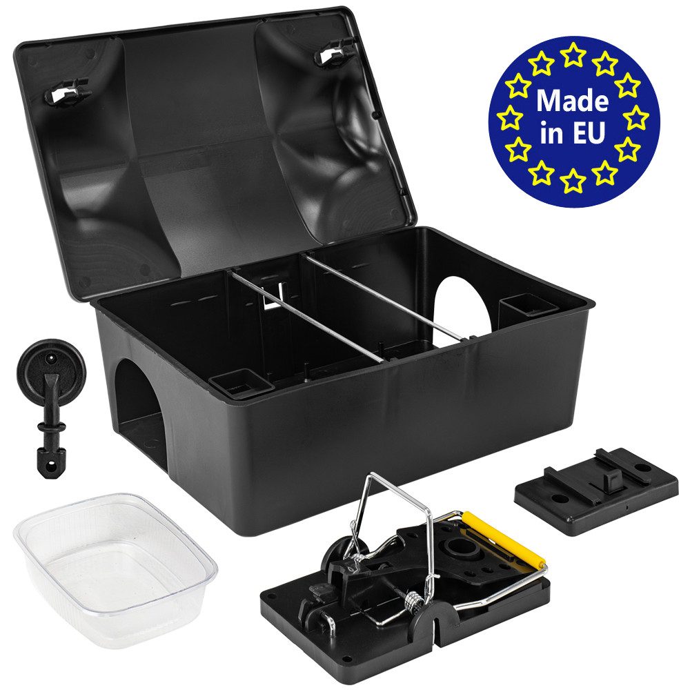 Lebendfalle 1x Rattenfalle Köderbox Mäusefalle Köderstation mit Schlagfalle Falle