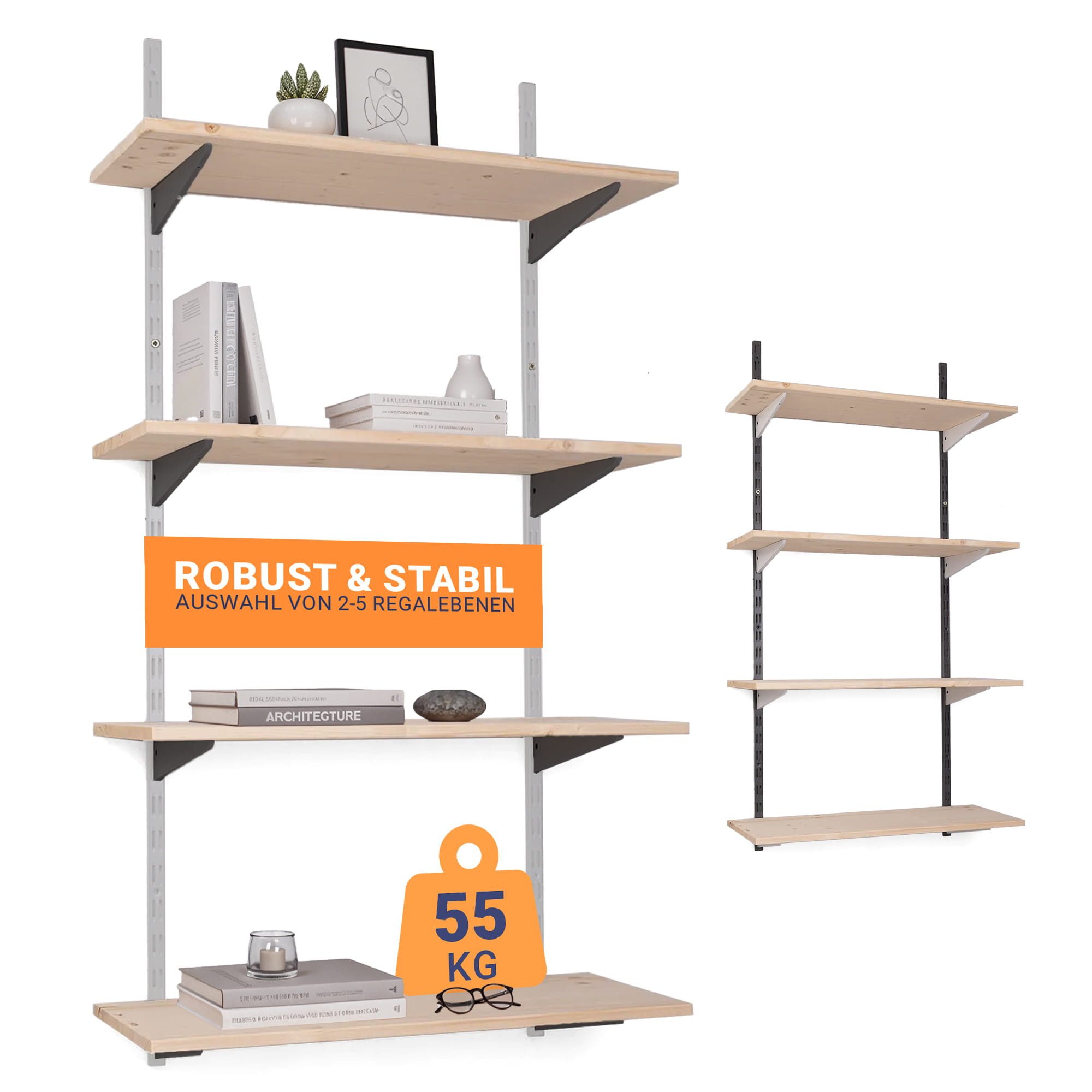 BOOMET Wandregal Regal Bausatz weiß/schwarz, 80 günstig online kaufen