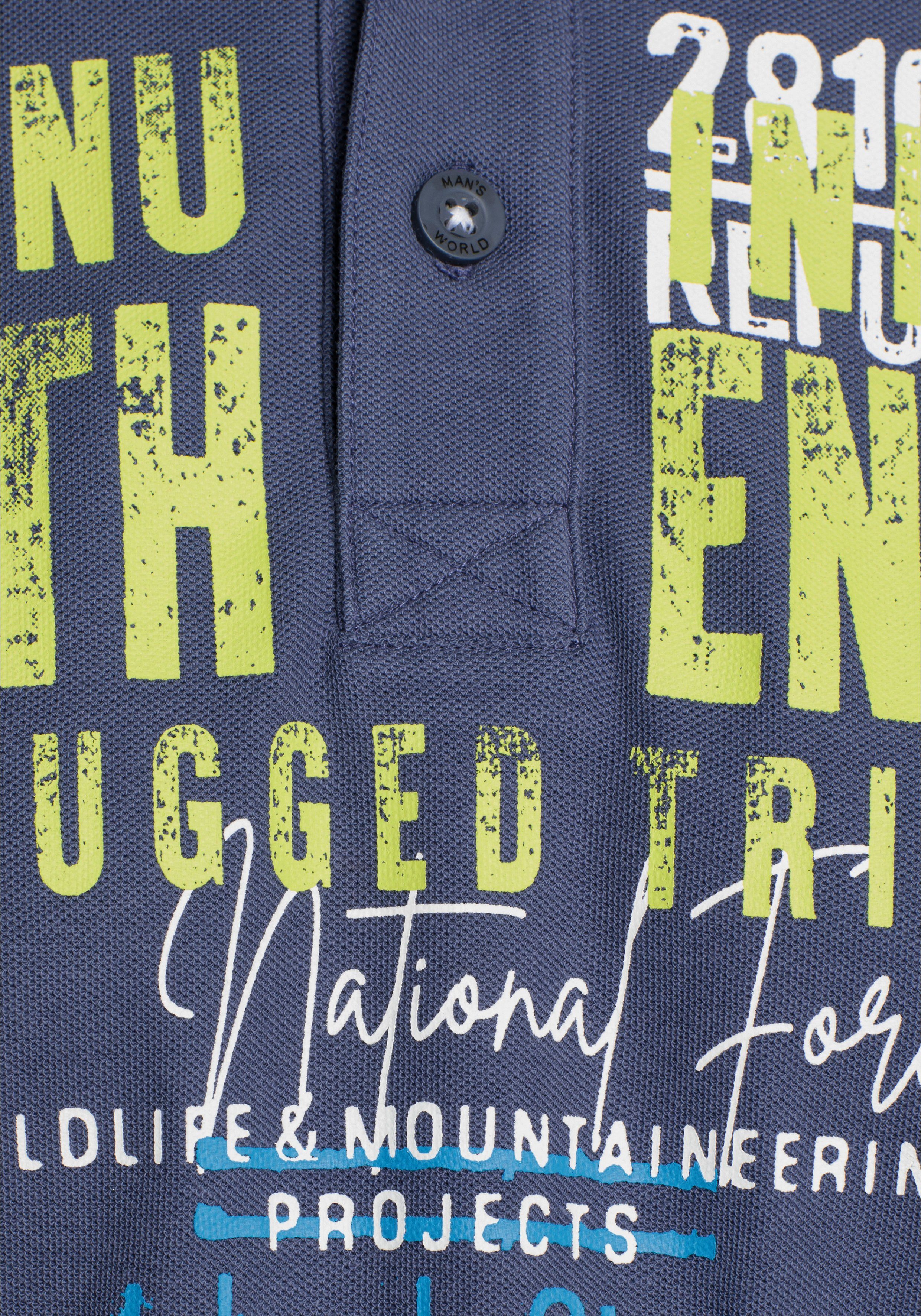 Man's World Poloshirt Kurzarm, mit Rippbündchen, Polokragen, lässiger Print