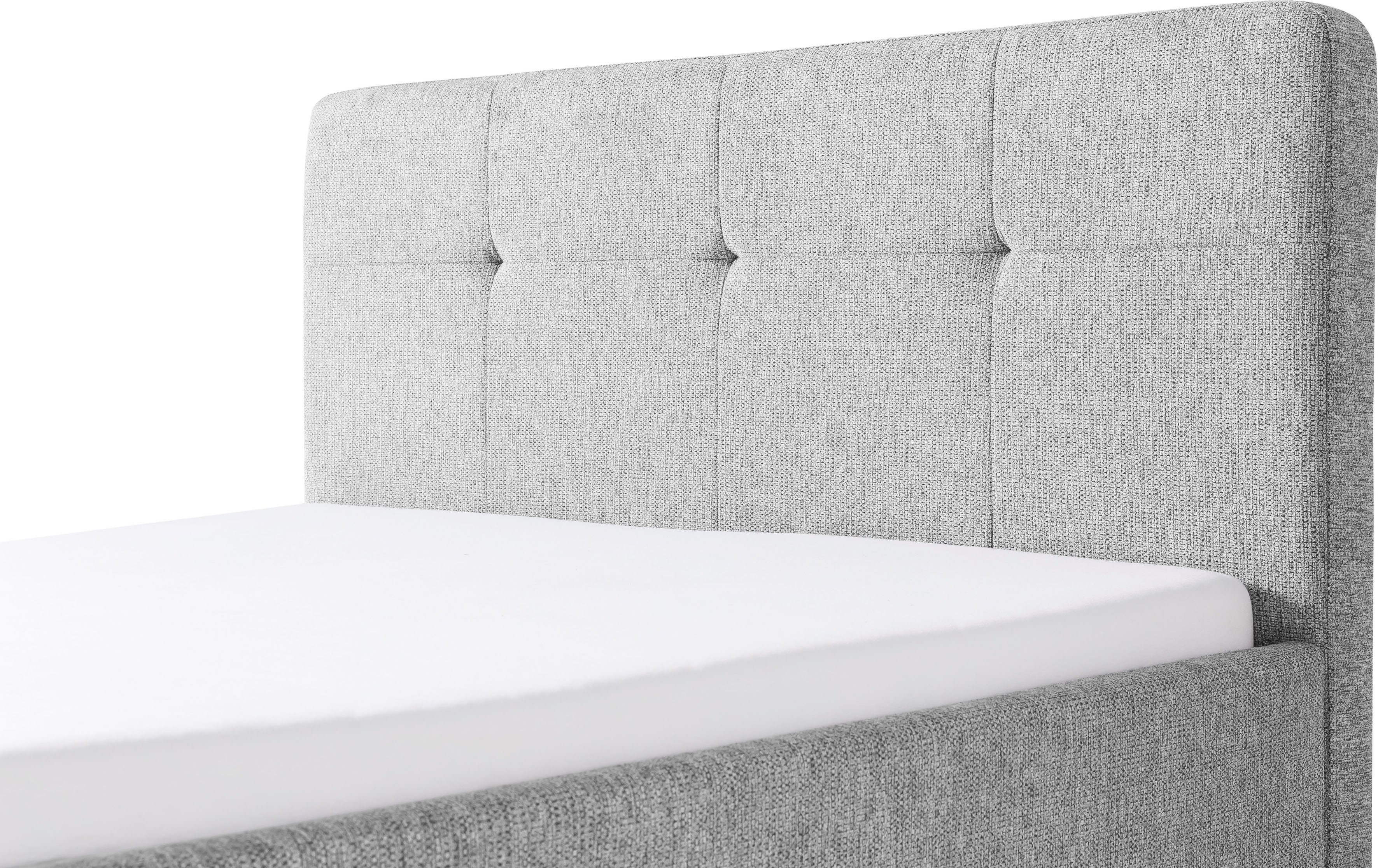 Polsterbett grau erhältlich Smart, | Kopfteil Knopfheftung, zwei mit grau meise.möbel Größen in
