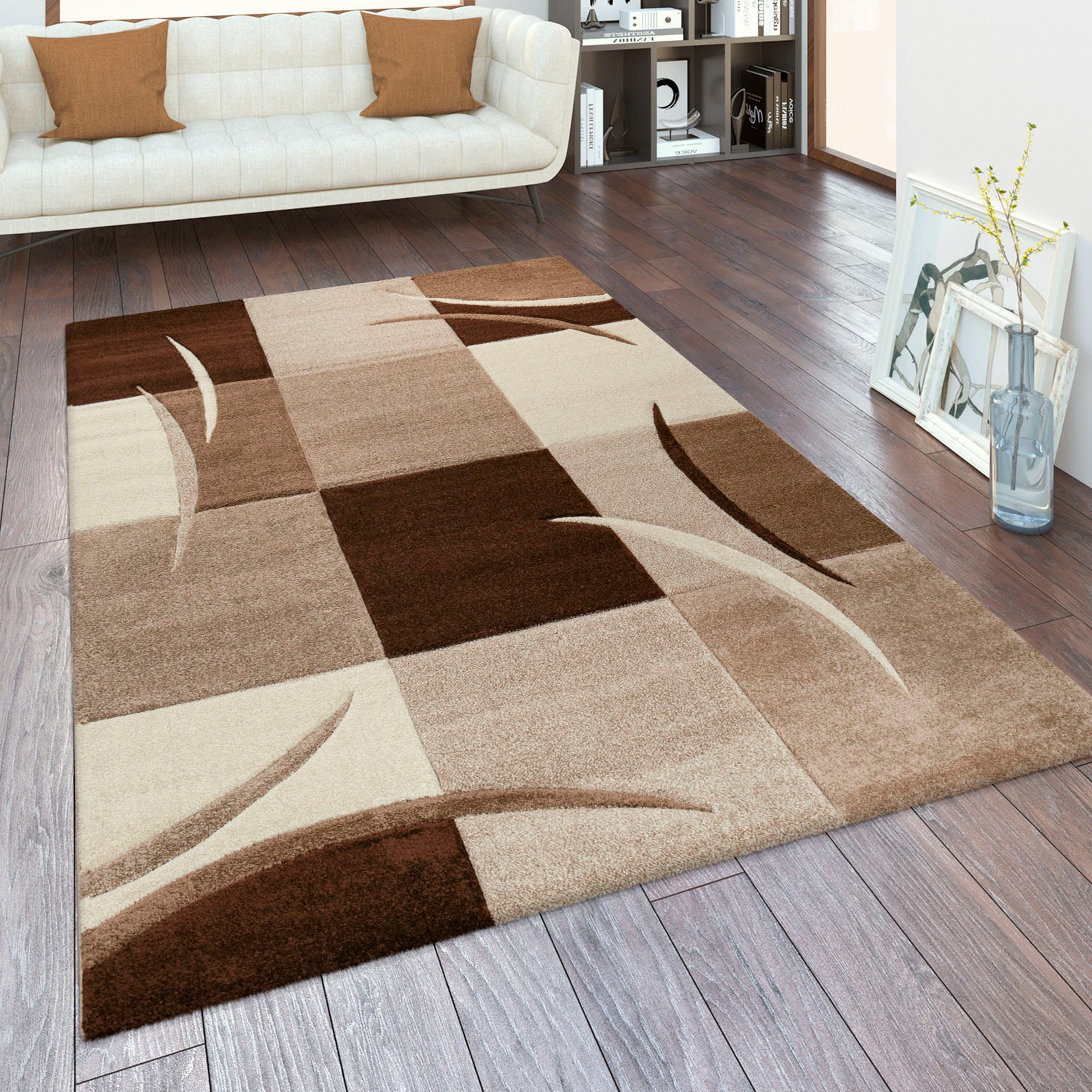 Paco Home Teppich Diamond 665, rechteckig, Höhe: 17 mm, Karo Muster, 3D-Design, auch als Läufer, Wohnzimmer, Schlafzimmer