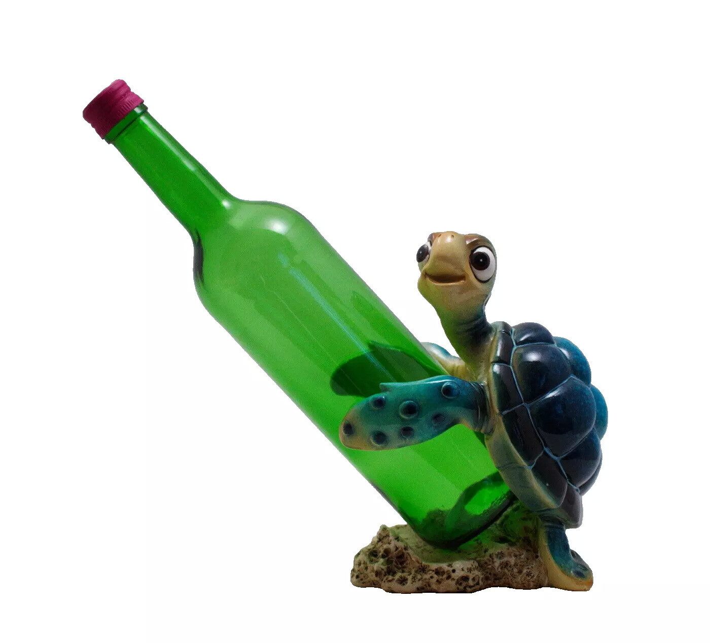 Kaufhaus le petit Weinflaschenhalter Deko Schildkröte Flaschenhalter Flaschen Ständer Skulptur Figur, Dekofigur Dekoskulptur Tierfigur aus Polyresin (Kunststein)