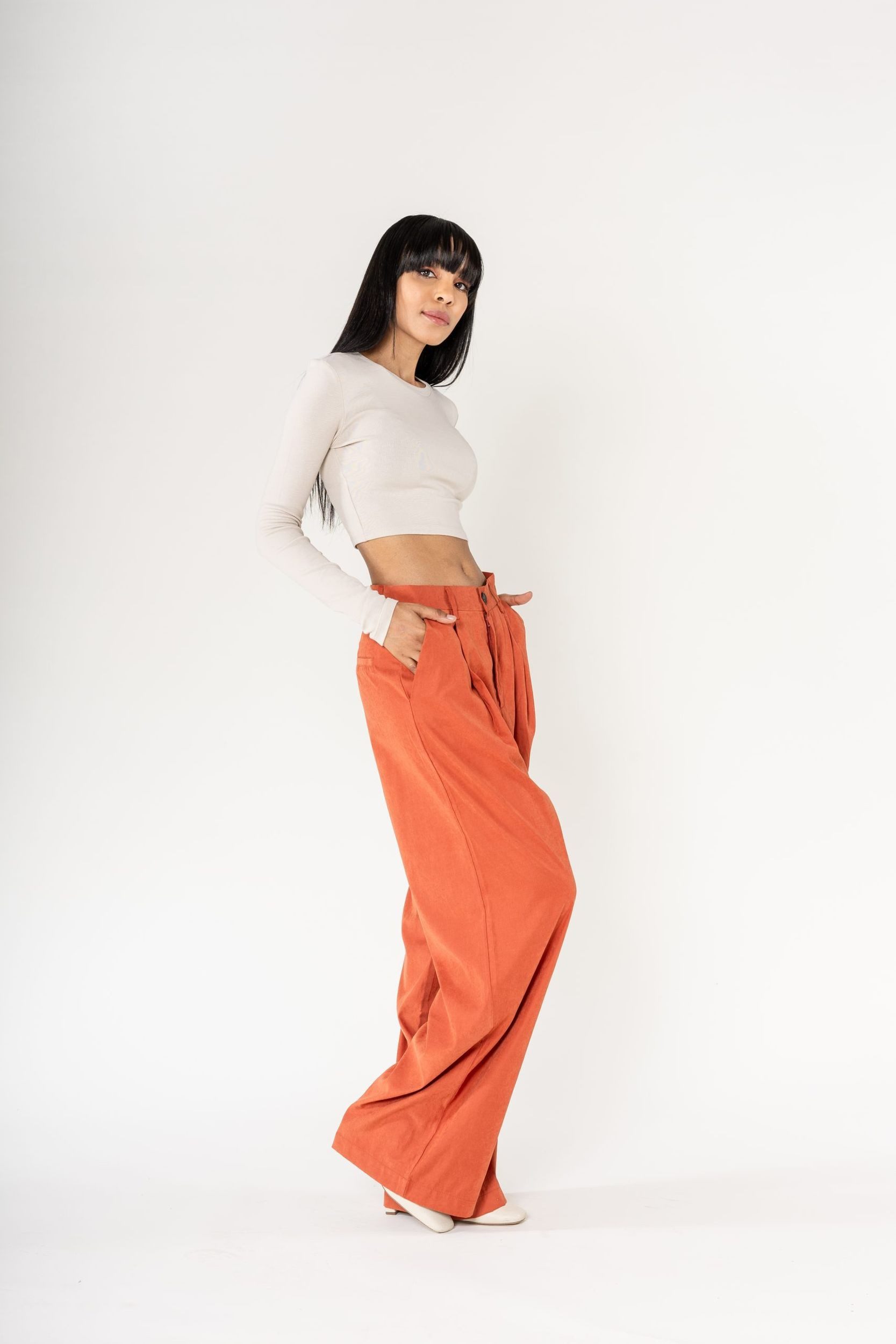 Nina Carter Stoffhose Weites Design Samt günstig online kaufen