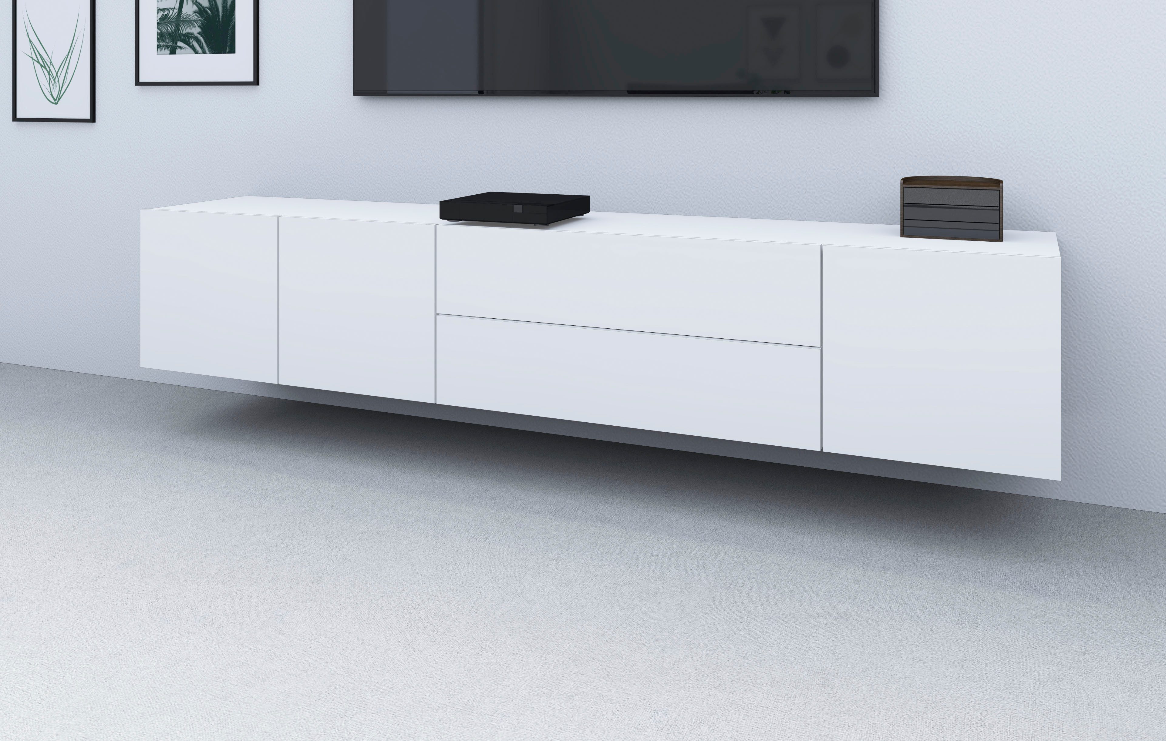 borchardt Möbel Lowboard Sophia, TV-Schrank Breite 190 cm, 3 Türen und 2 Schubkästen, zur Wandmontage