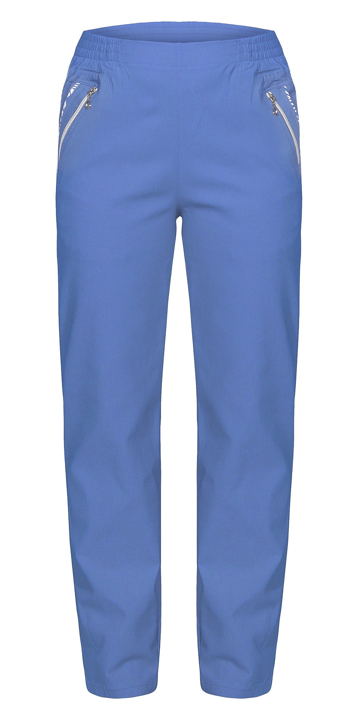 OriginalYou Schlupfhose Damen Stoffhose leichte Stretchhose Freizeithose mit elastischem Bund, farblich abgesetzte Taschen