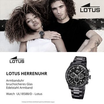 Lotus Quarzuhr Lotus Herrenuhr -R- Armbanduhr Edelstahl, (Analoguhr), Herren Armbanduhr rund, groß (ca. 44mm), Edelstahl, Luxus