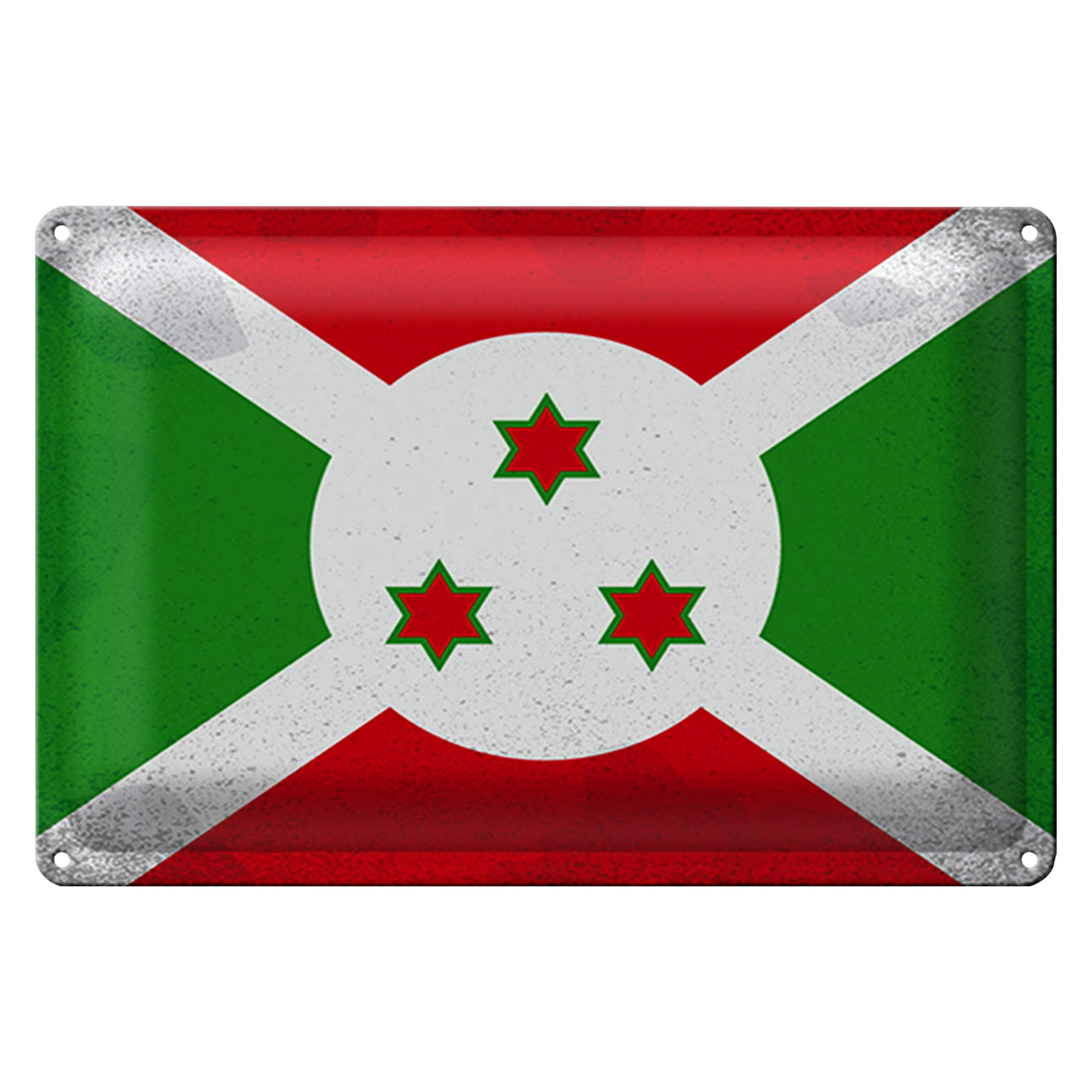 Metallschild Flagge Burundi 18x12cm Flag of Burundi Vintage